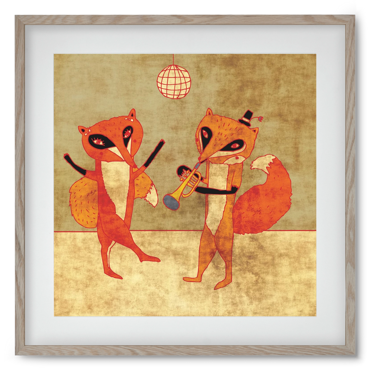 Rókamóka 3., 50x50 cm (40x40 cm), Tölgy keret, paszpartuval