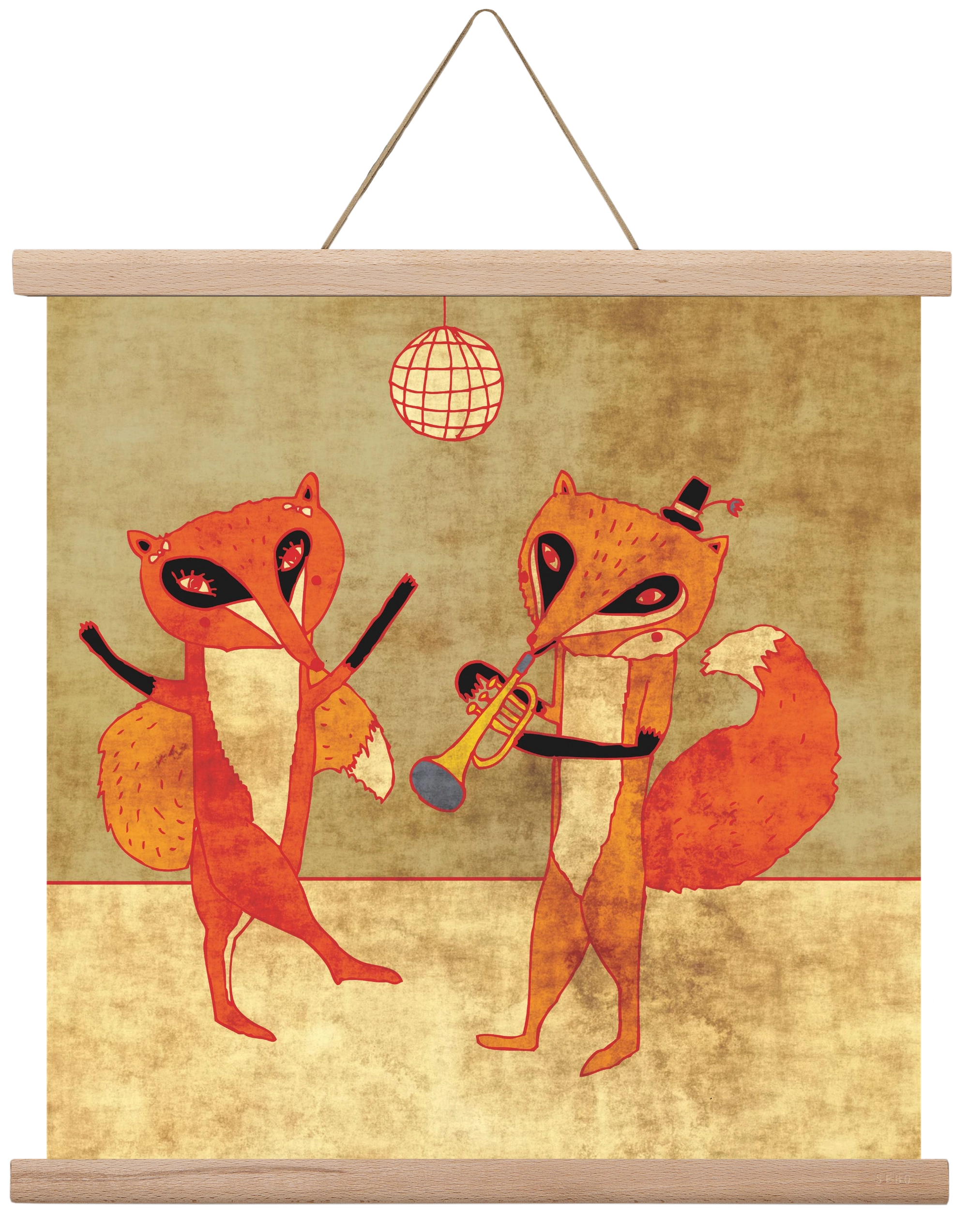 Rókamóka 3., 40x40 cm (40x40 cm), Tölgy akasztó