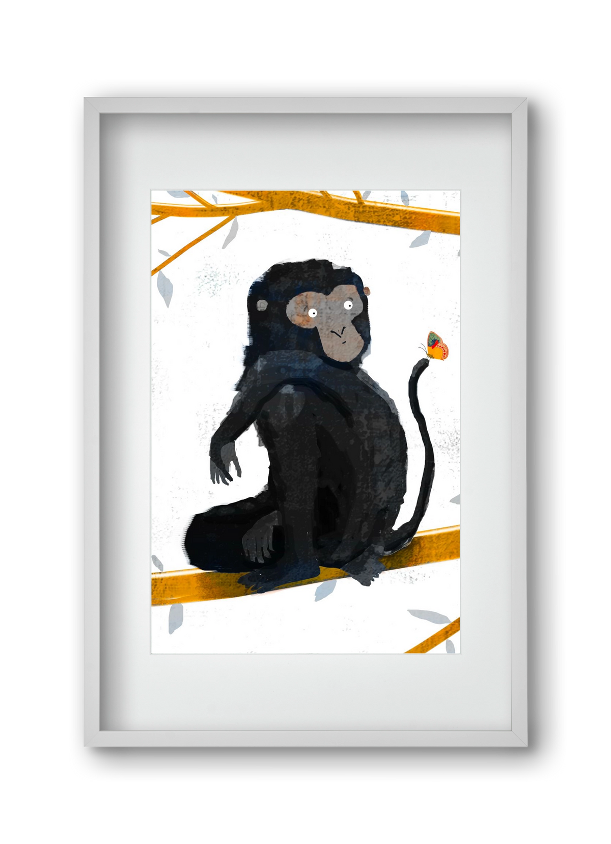 Pillangó, 30x45 cm (20x30 cm), Fehér keret, paszpartuval