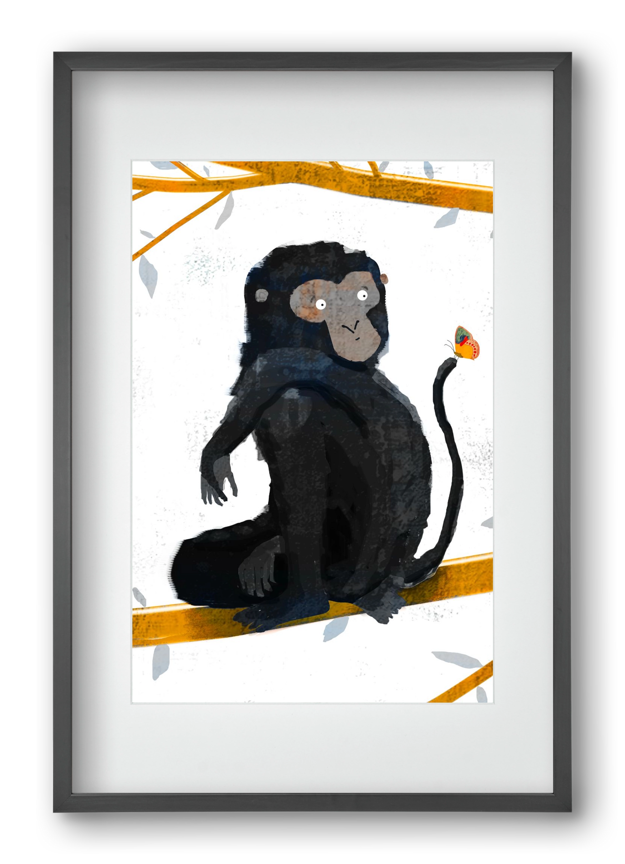 Pillangó, 40x60 cm (30x45 cm), Fekete keret, paszpartuval