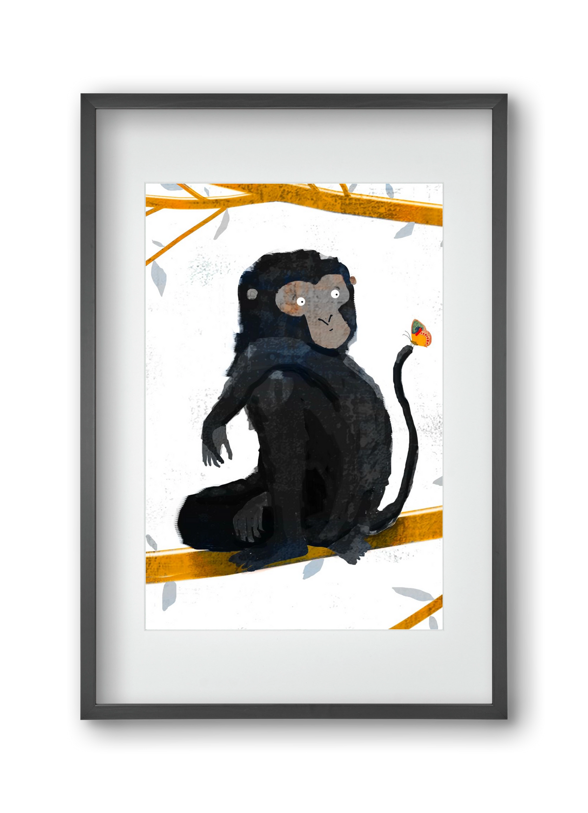 Pillangó, 30x45 cm (20x30 cm), Fekete keret, paszpartuval