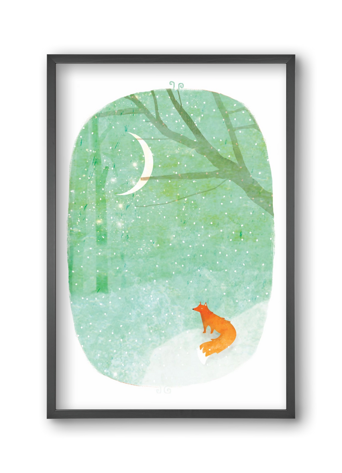 Róka a hóban, 30x45 cm (30x45 cm), Fekete keret