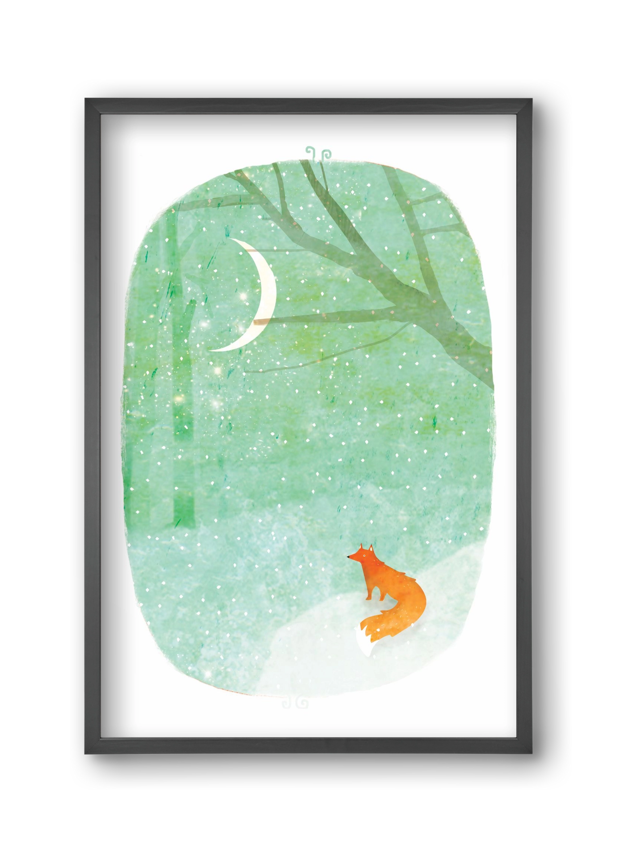 Róka a hóban, 30x45 cm (30x45 cm), Fekete keret