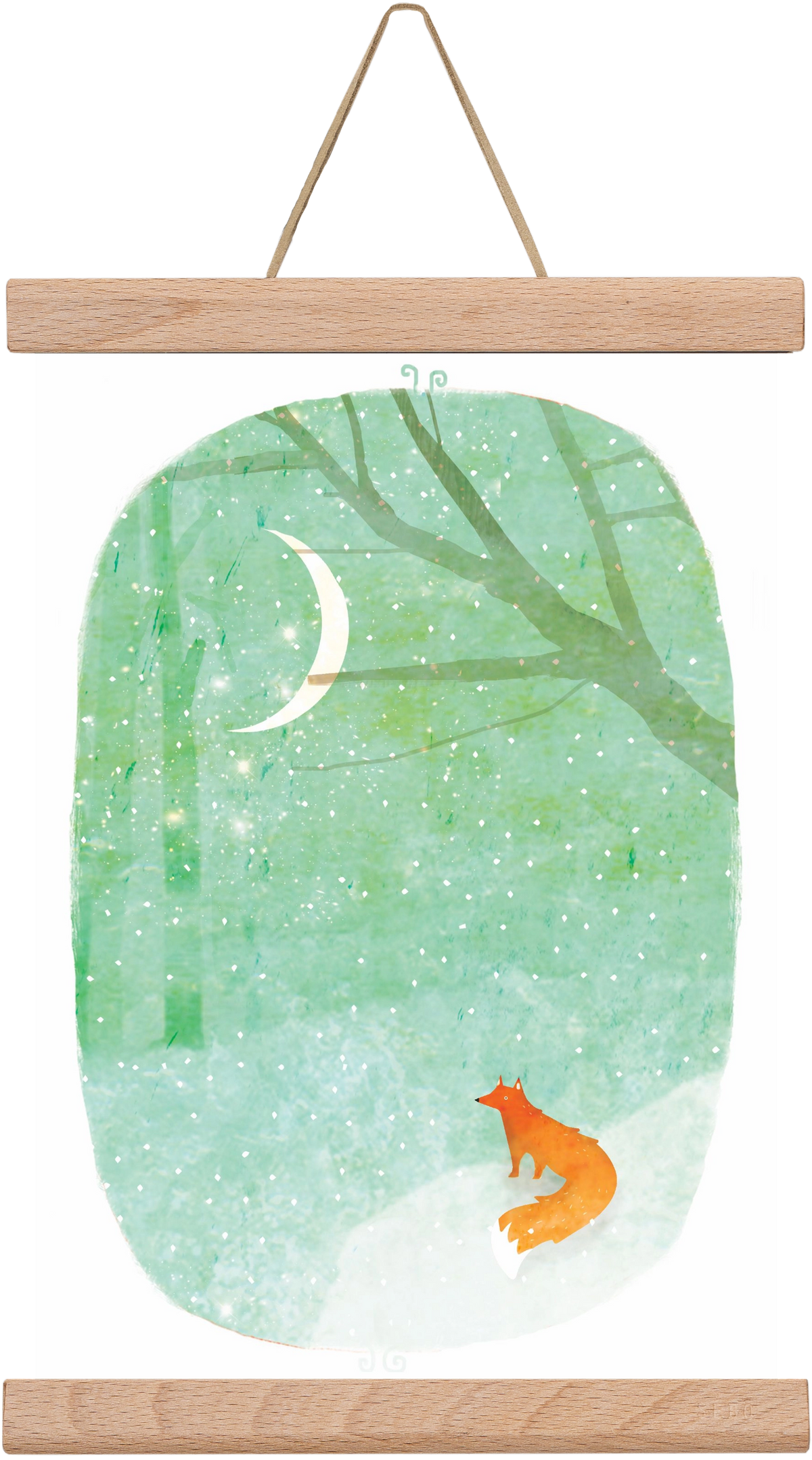 Róka a hóban, 20x30 cm (20x30 cm), Tölgy akasztó