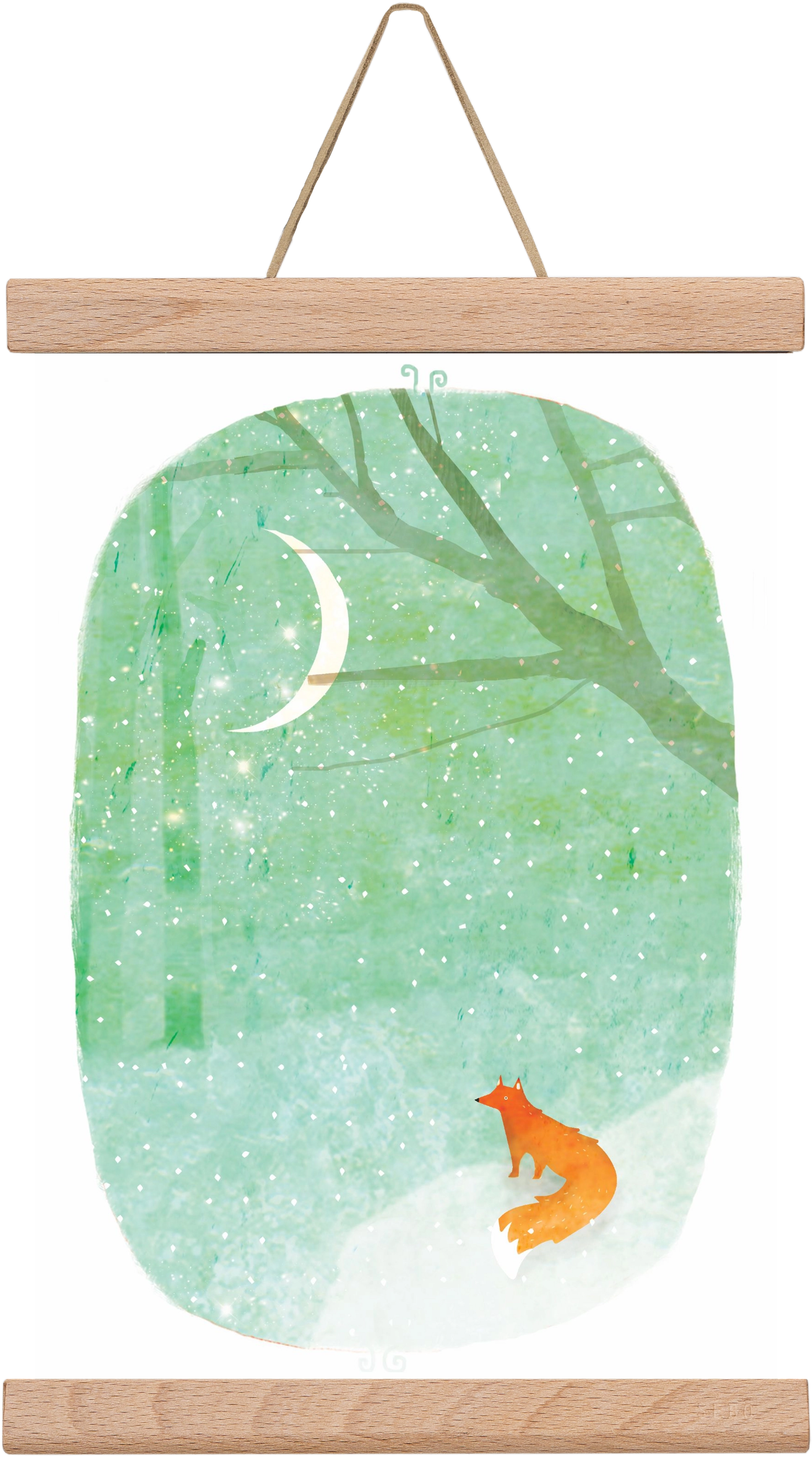 Róka a hóban, 20x30 cm (20x30 cm), Tölgy akasztó