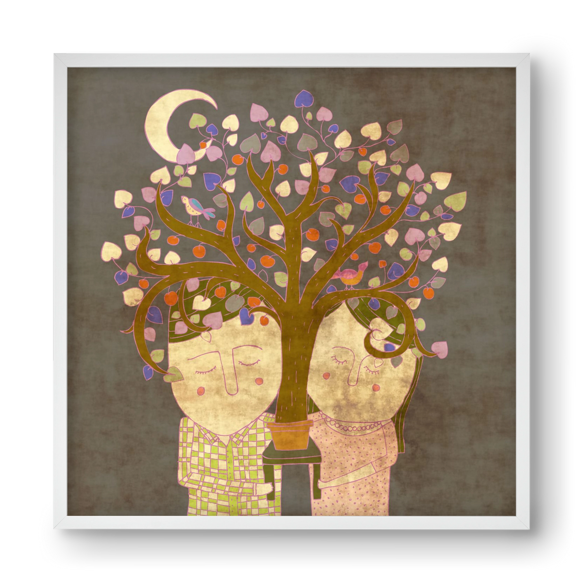 Szerelemfa, 40x40 cm (40x40 cm), Fehér keret