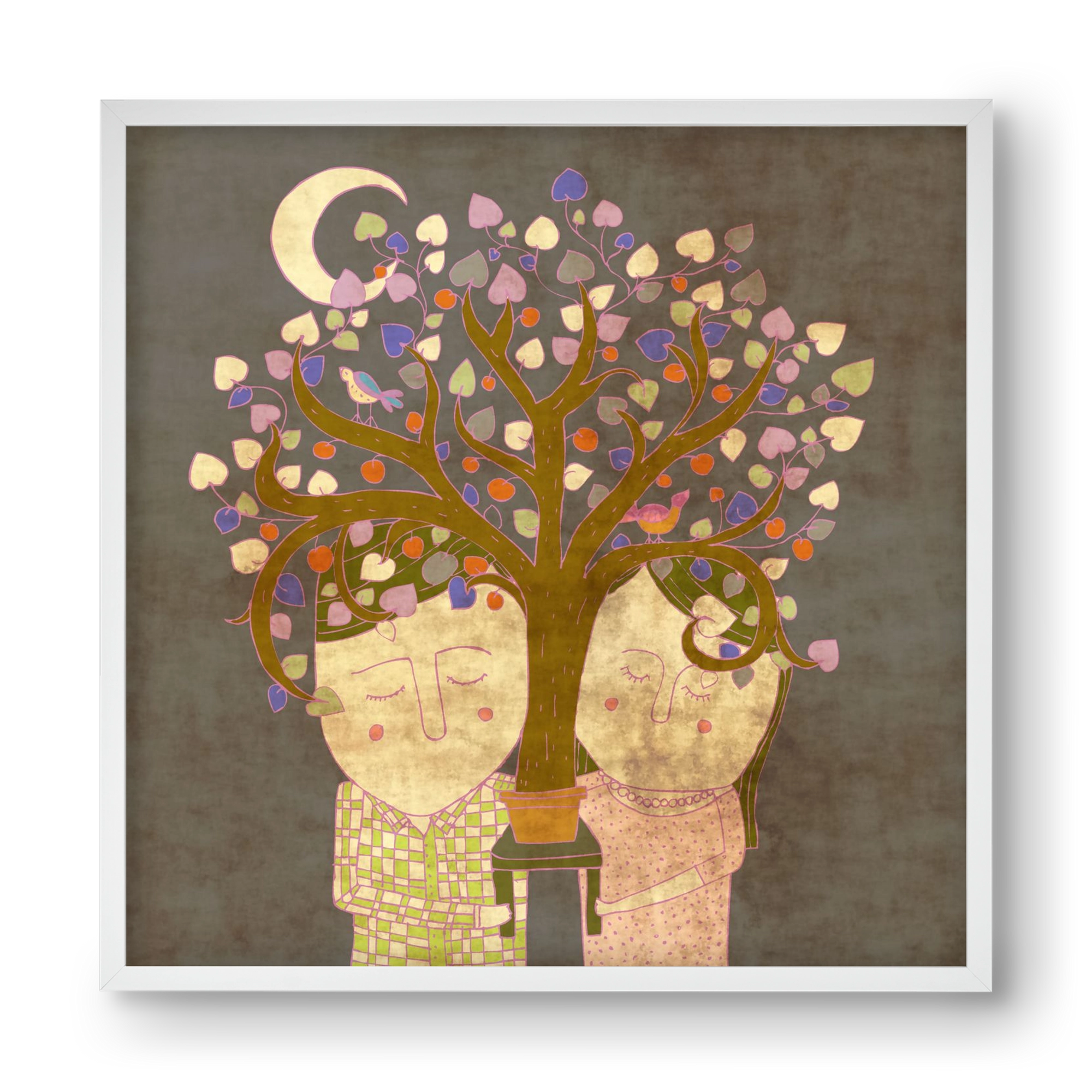 Szerelemfa, 40x40 cm (40x40 cm), Fehér keret