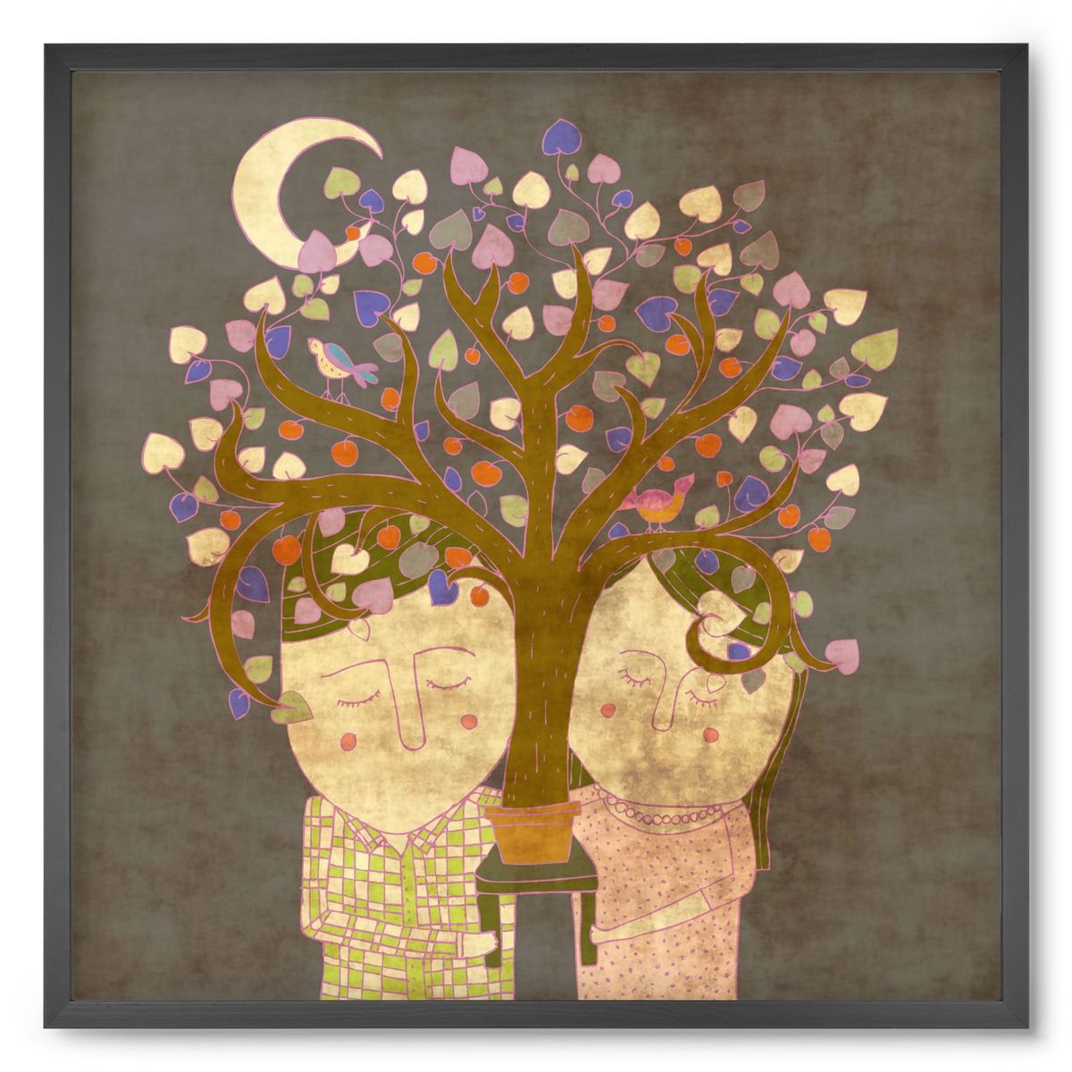 Szerelemfa, 50x50 cm (50x50 cm), Fekete keret