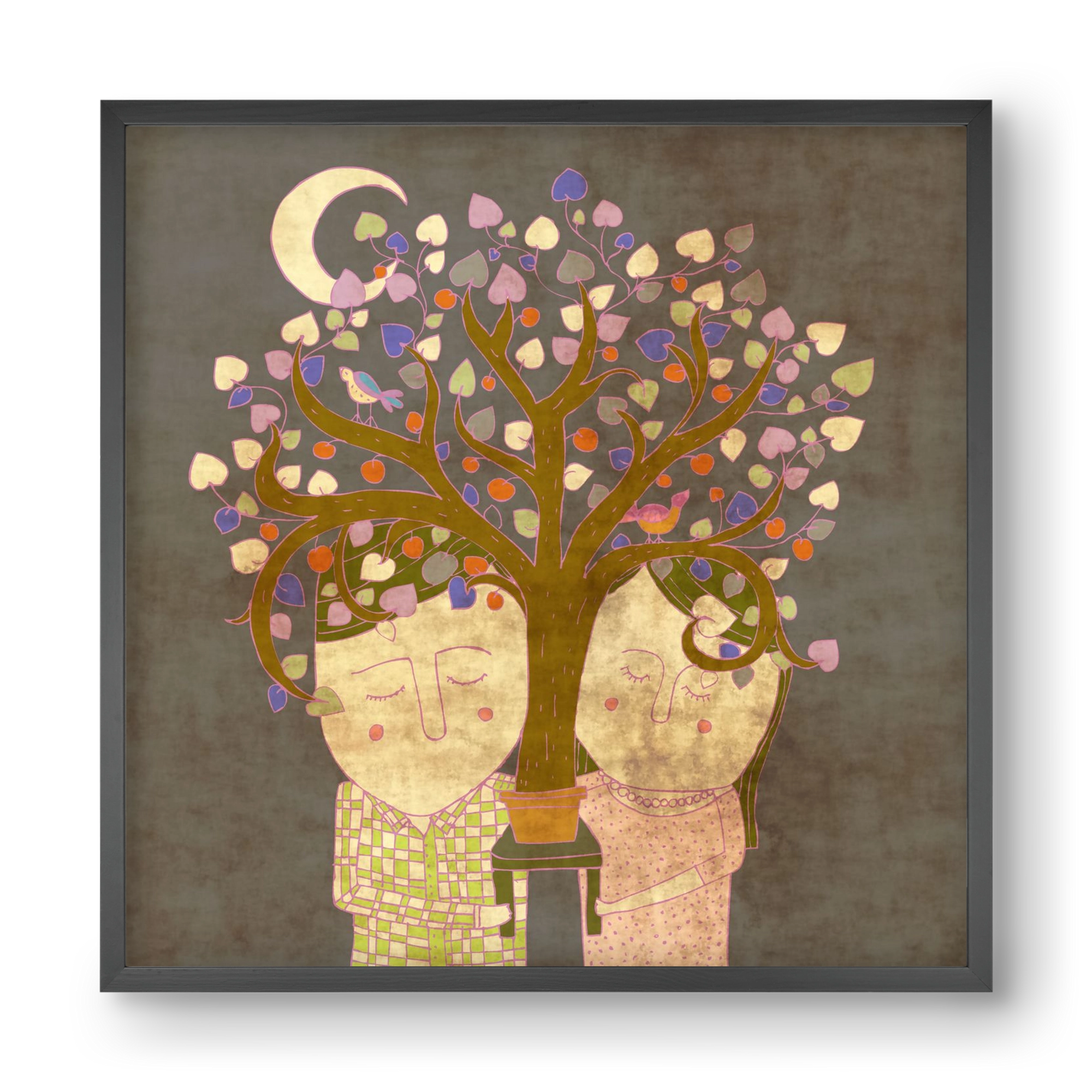 Szerelemfa, 40x40 cm (40x40 cm), Fekete keret
