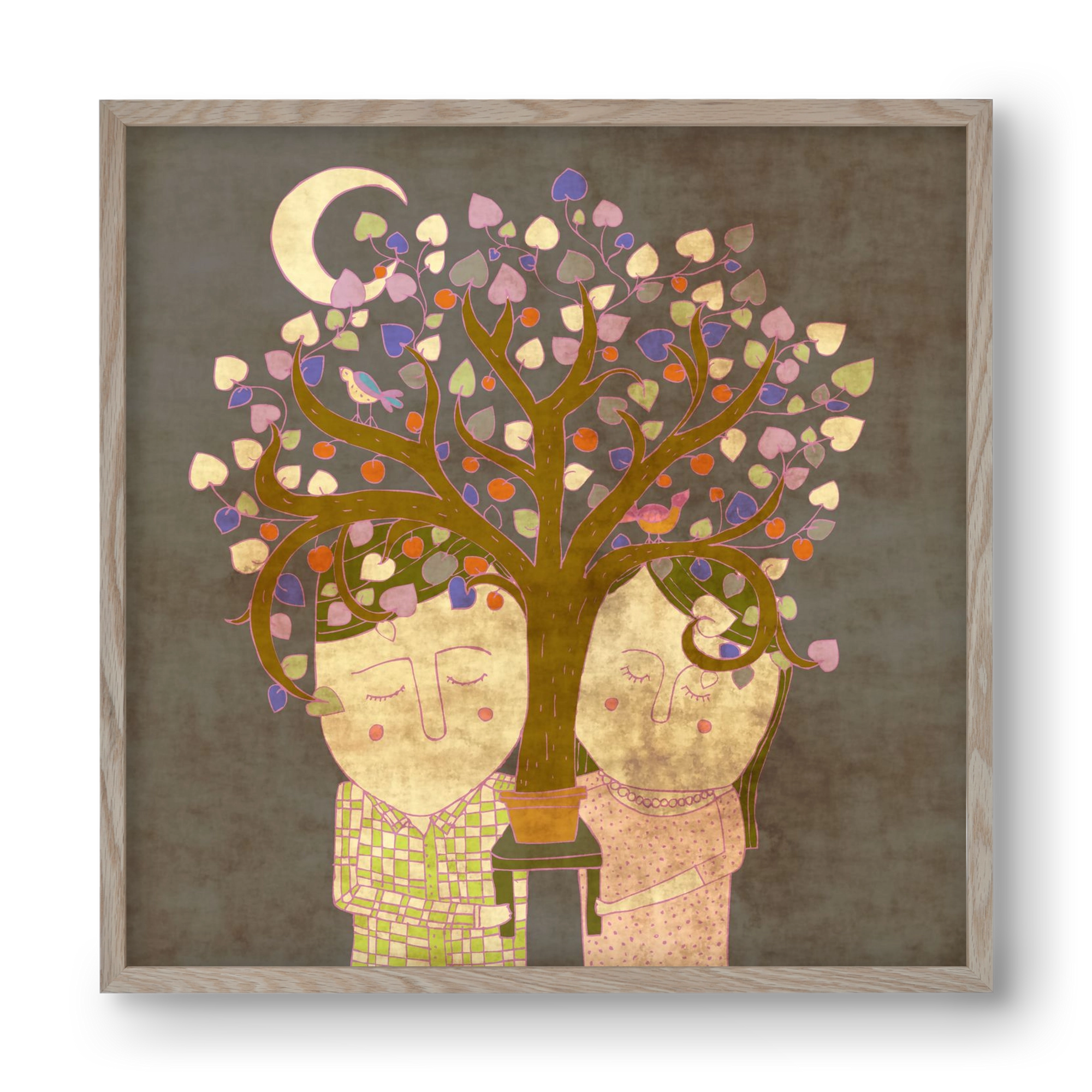 Szerelemfa, 40x40 cm (40x40 cm), Tölgy keret