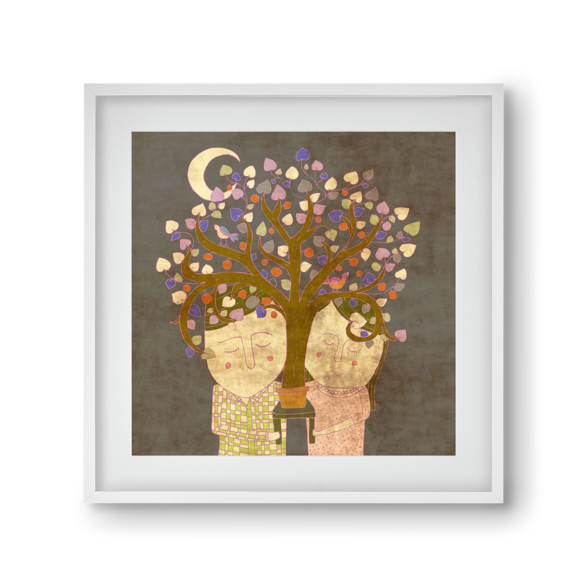 Szerelemfa, 30x30 cm (20x20 cm), Fehér keret, paszpartuval