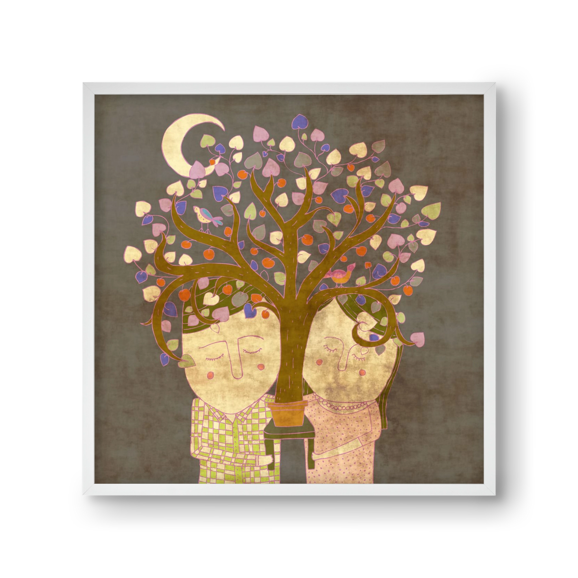 Szerelemfa, 30x30 cm (30x30 cm), Fehér keret