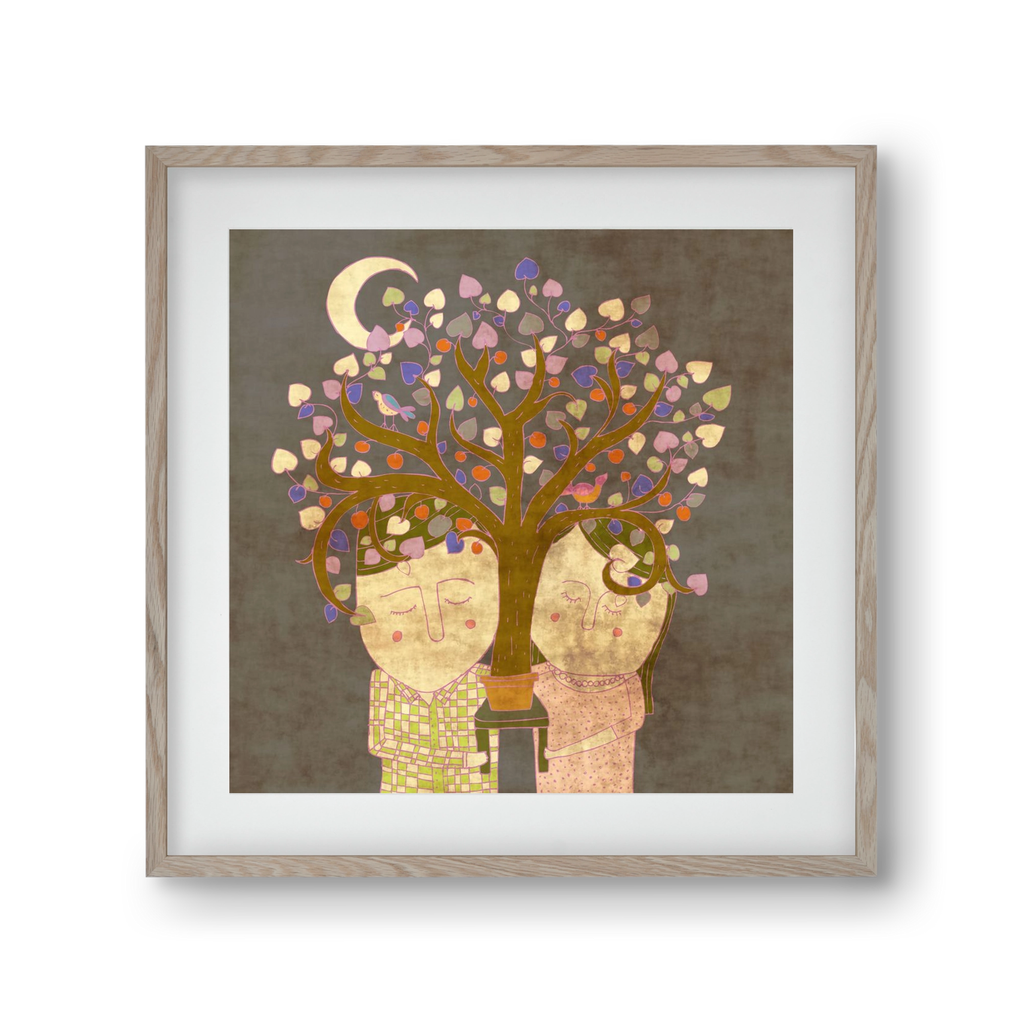 Szerelemfa, 30x30 cm (20x20 cm), Tölgy keret, paszpartuval