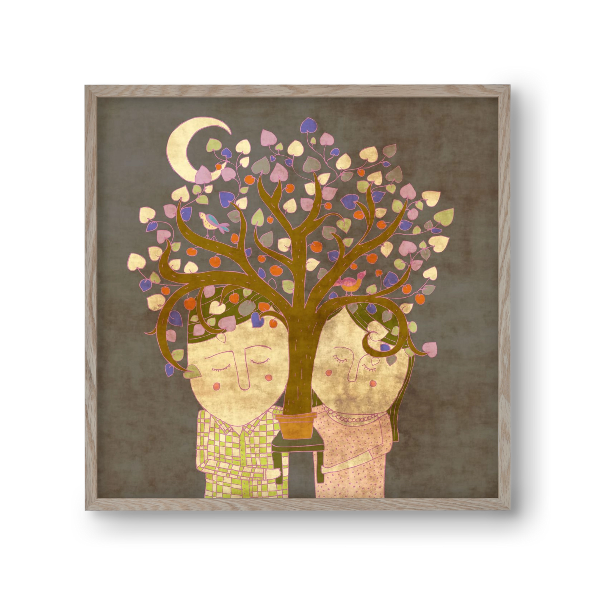 Szerelemfa, 30x30 cm (30x30 cm), Tölgy keret
