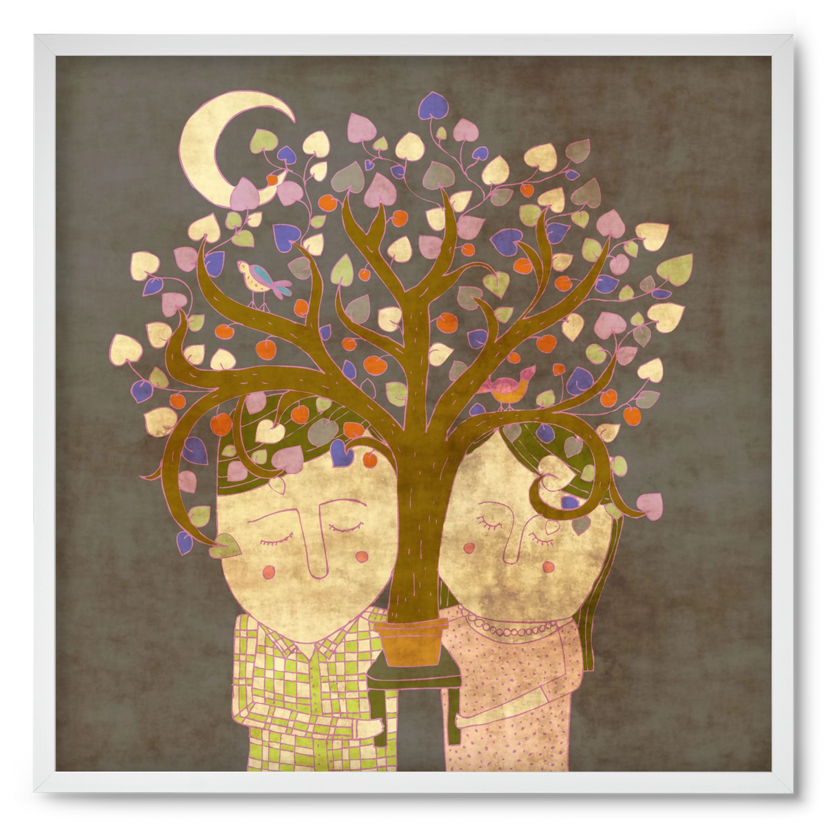 Szerelemfa, 50x50 cm (50x50 cm), Fehér keret