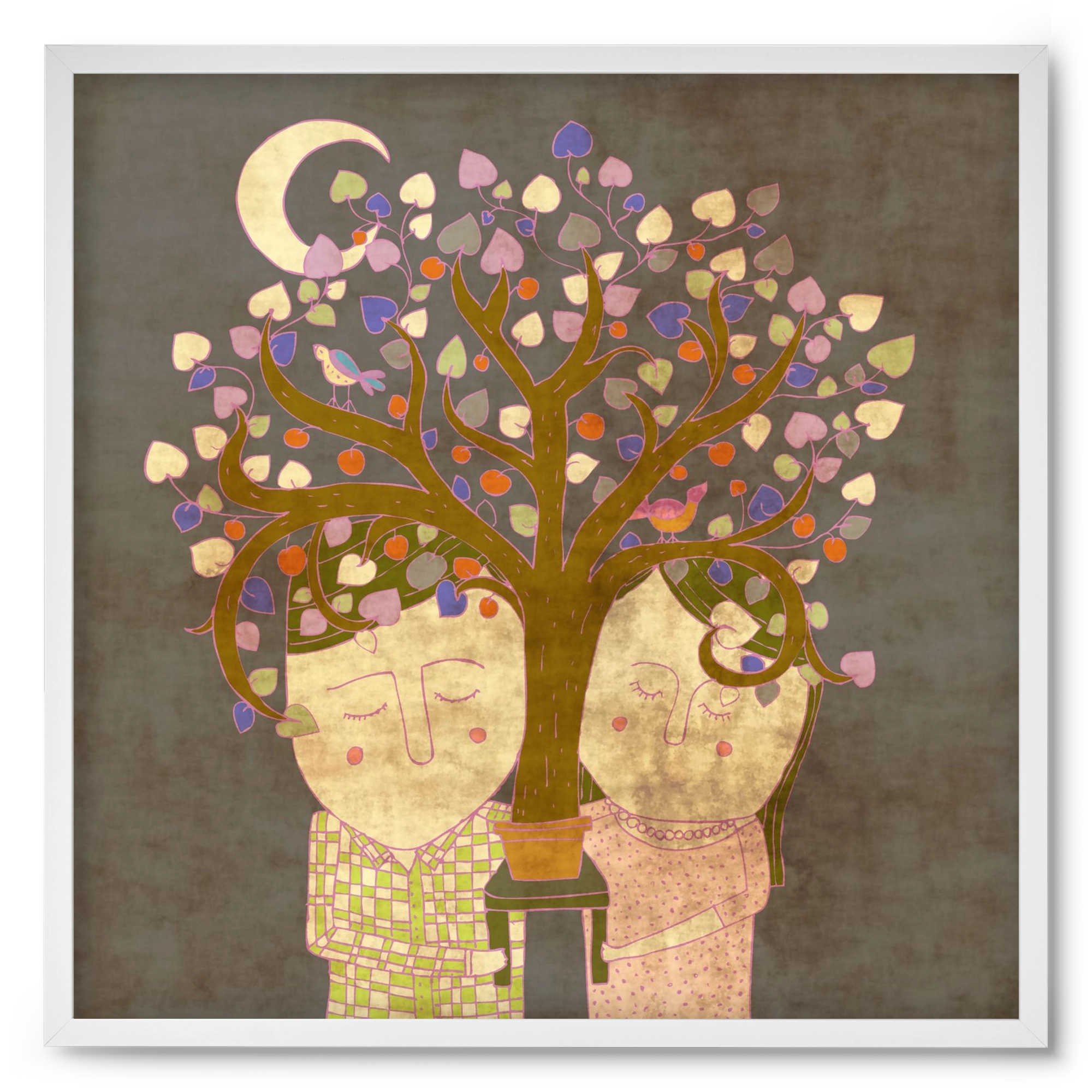 Szerelemfa, 50x50 cm (50x50 cm), Fehér keret