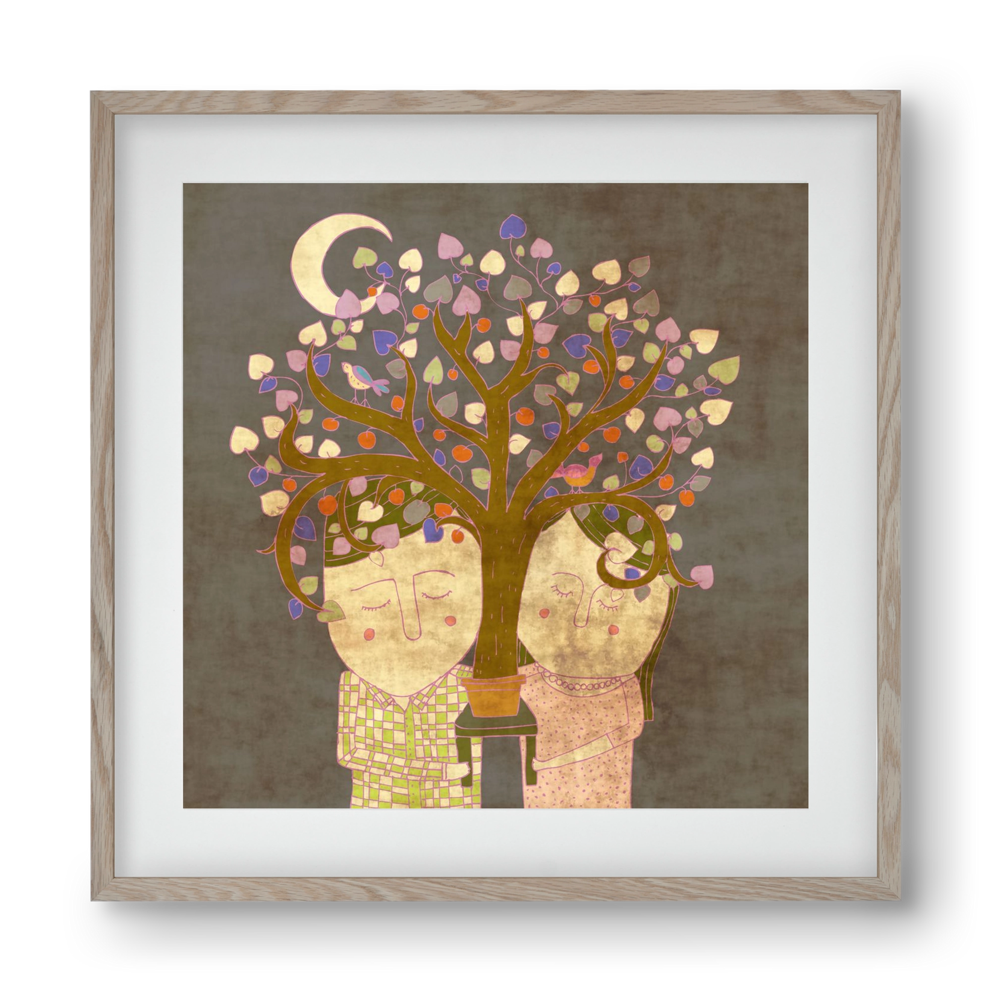 Szerelemfa, 40x40 cm (30x30 cm), Tölgy keret, paszpartuval