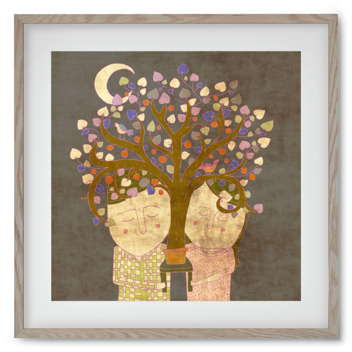 Szerelemfa, 50x50 cm (40x40 cm), Tölgy keret, paszpartuval