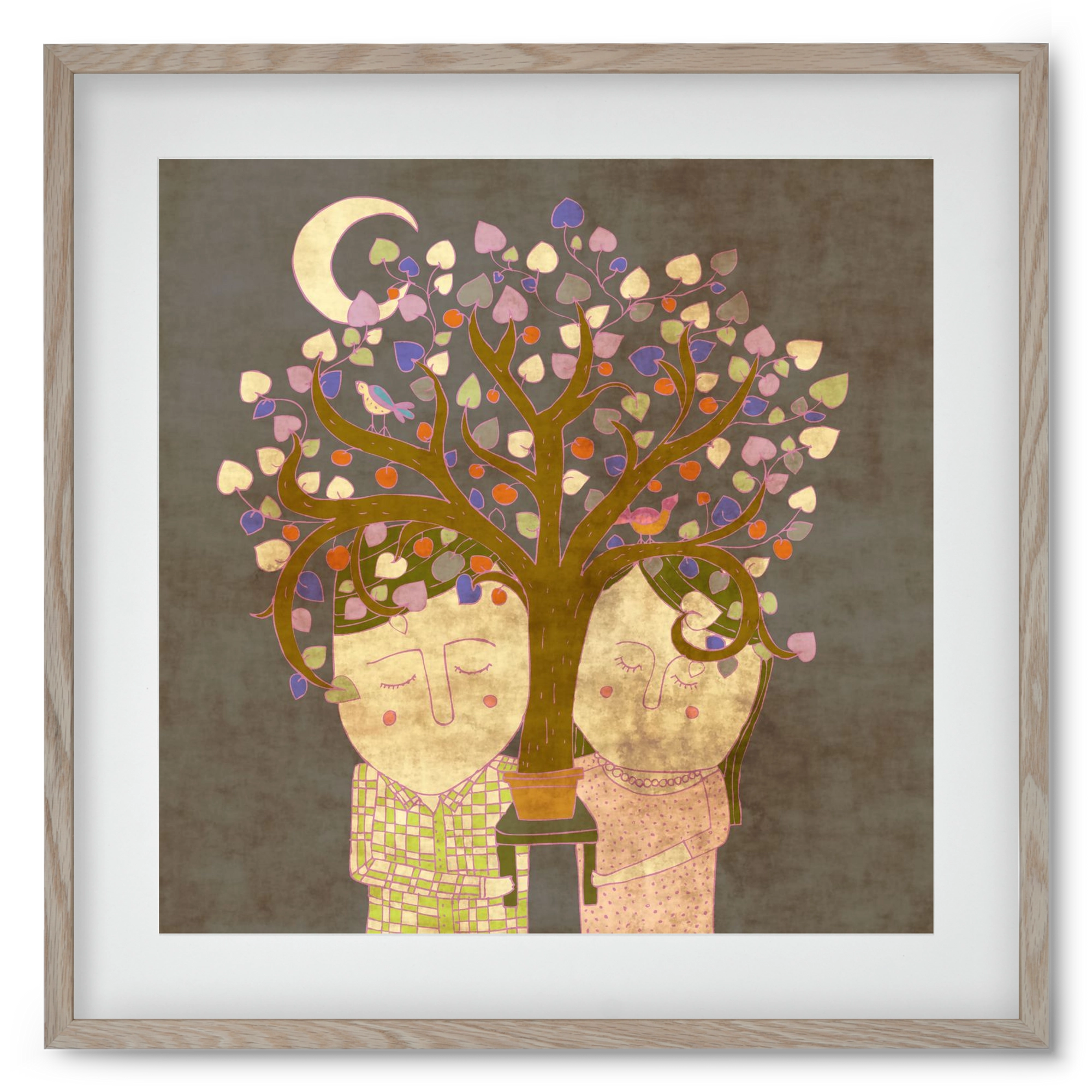 Szerelemfa, 50x50 cm (40x40 cm), Tölgy keret, paszpartuval