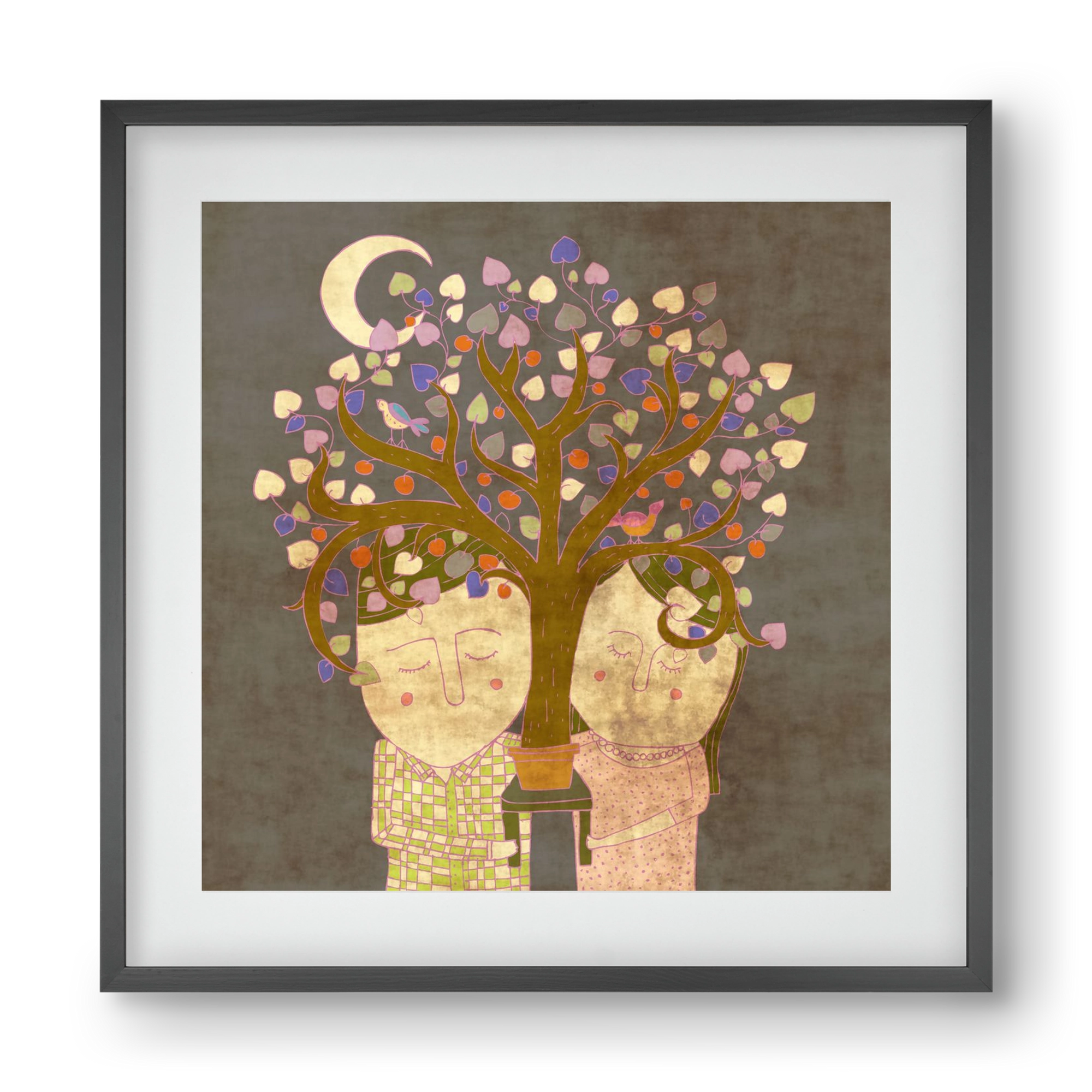 Szerelemfa, 40x40 cm (30x30 cm), Fekete keret, paszpartuval