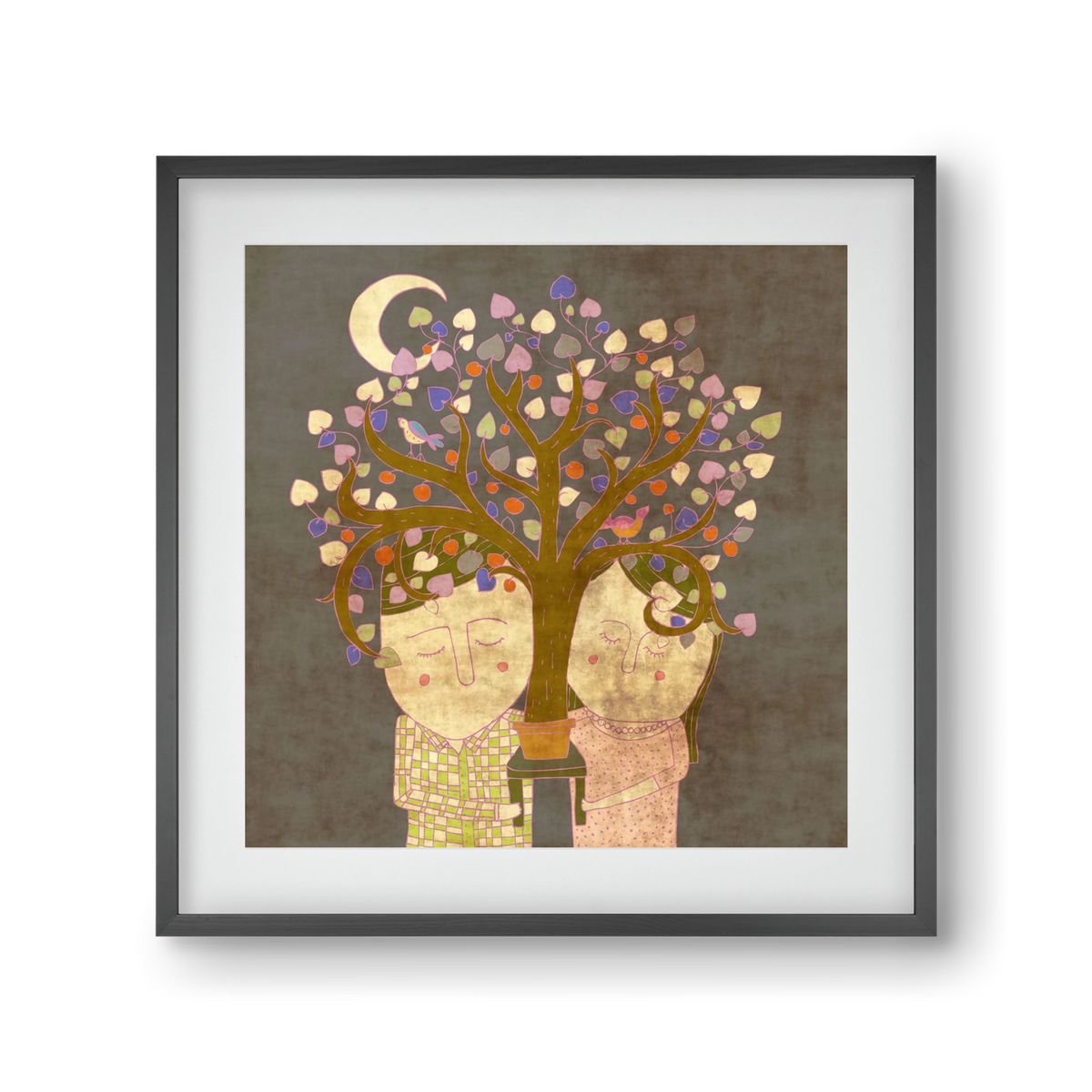 Szerelemfa, 30x30 cm (20x20 cm), Fekete keret, paszpartuval
