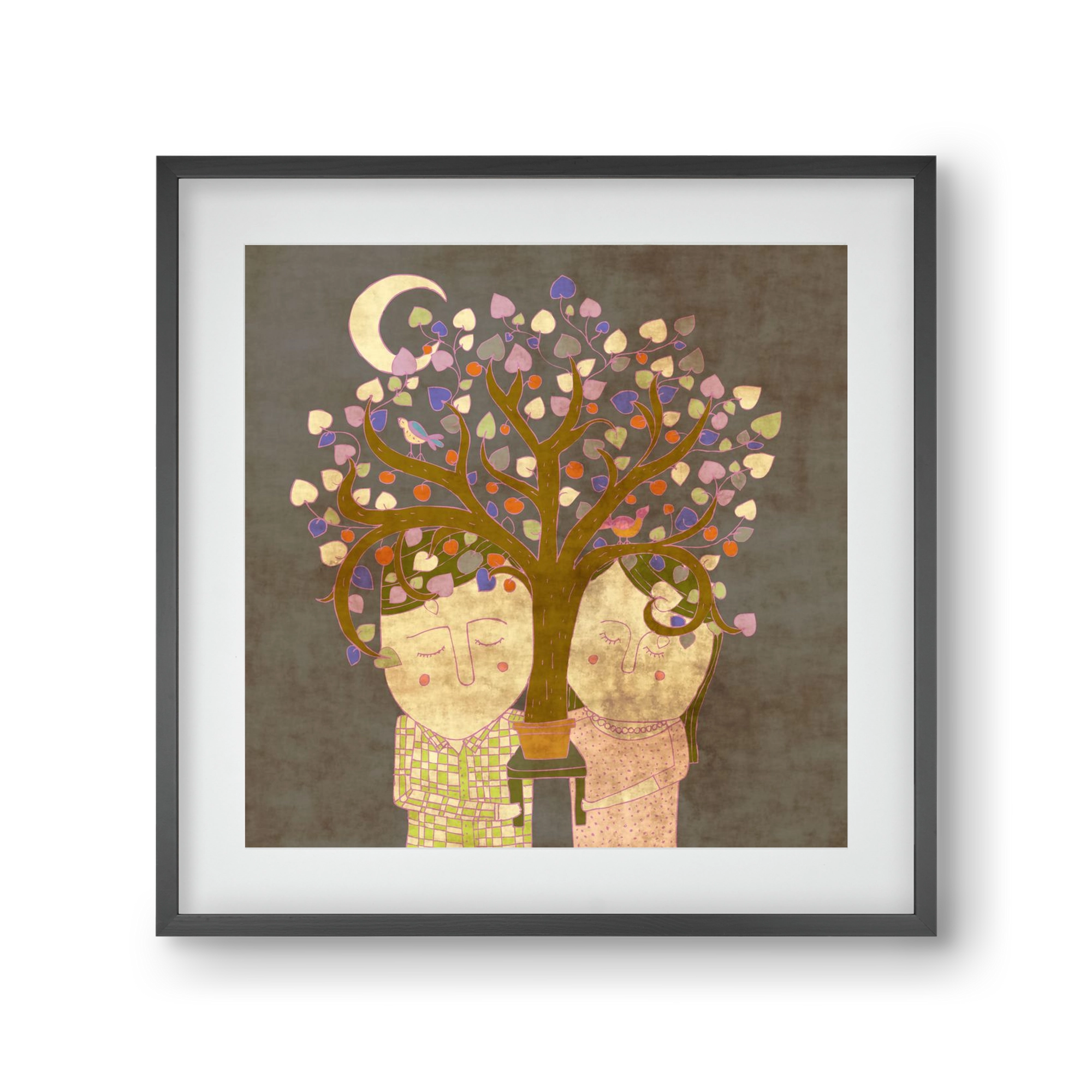 Szerelemfa, 30x30 cm (20x20 cm), Fekete keret, paszpartuval