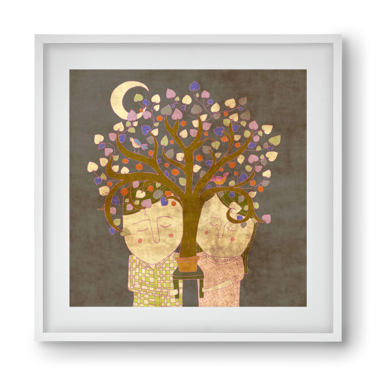 Szerelemfa, 40x40 cm (30x30 cm), Fehér keret, paszpartuval