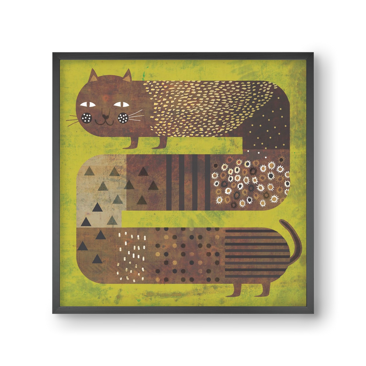 Macska és a fű, 30x30 cm (30x30 cm), Fekete keret