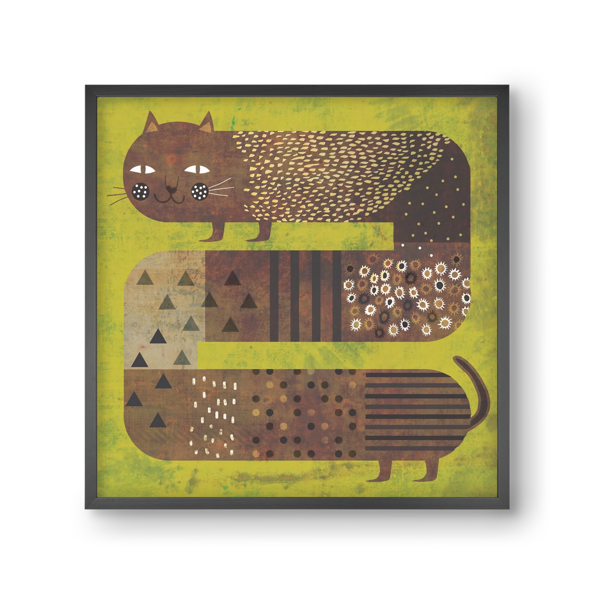 Macska és a fű, 30x30 cm (30x30 cm), Fekete keret