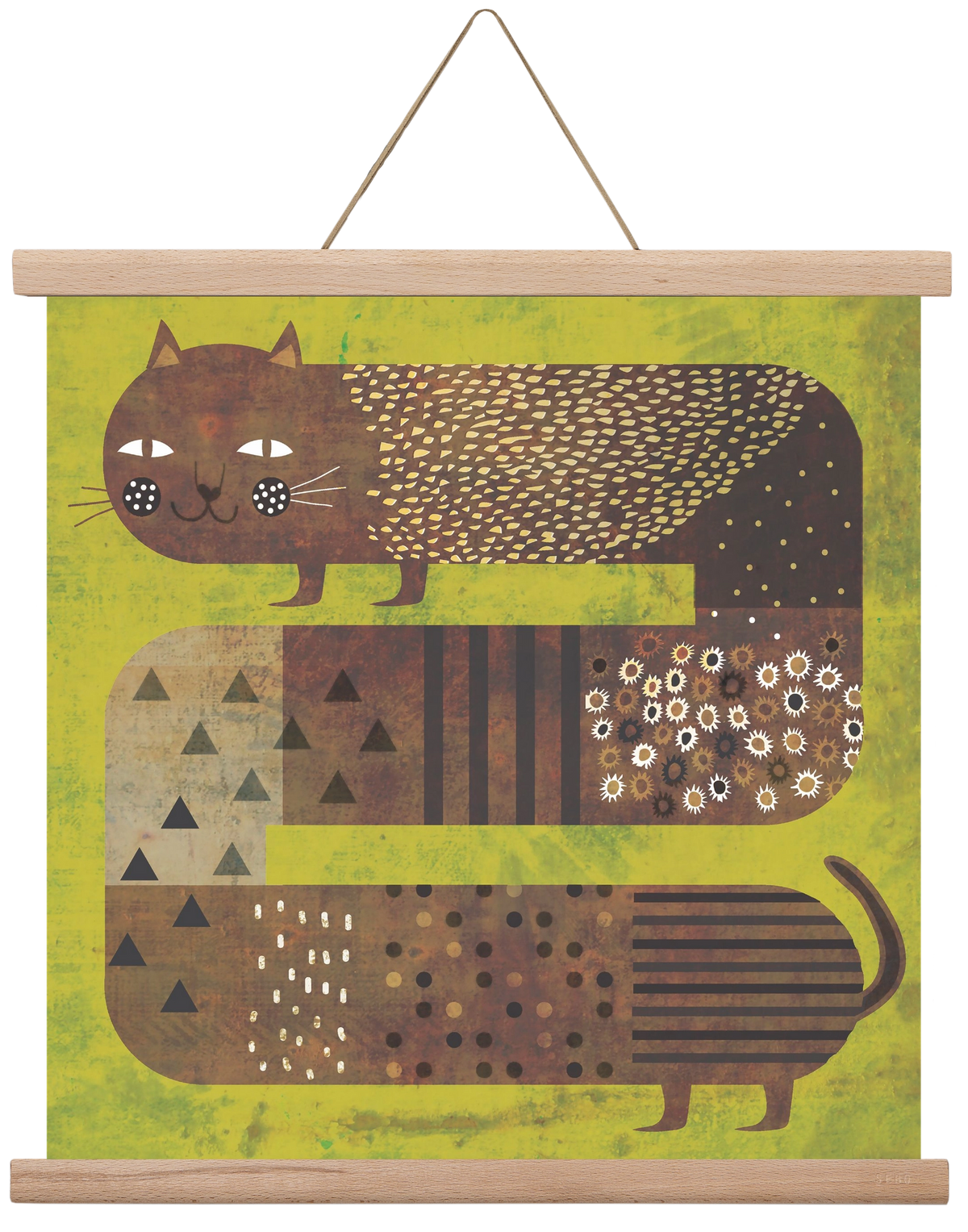 Macska és a fű, 40x40 cm (40x40 cm), Tölgy akasztó