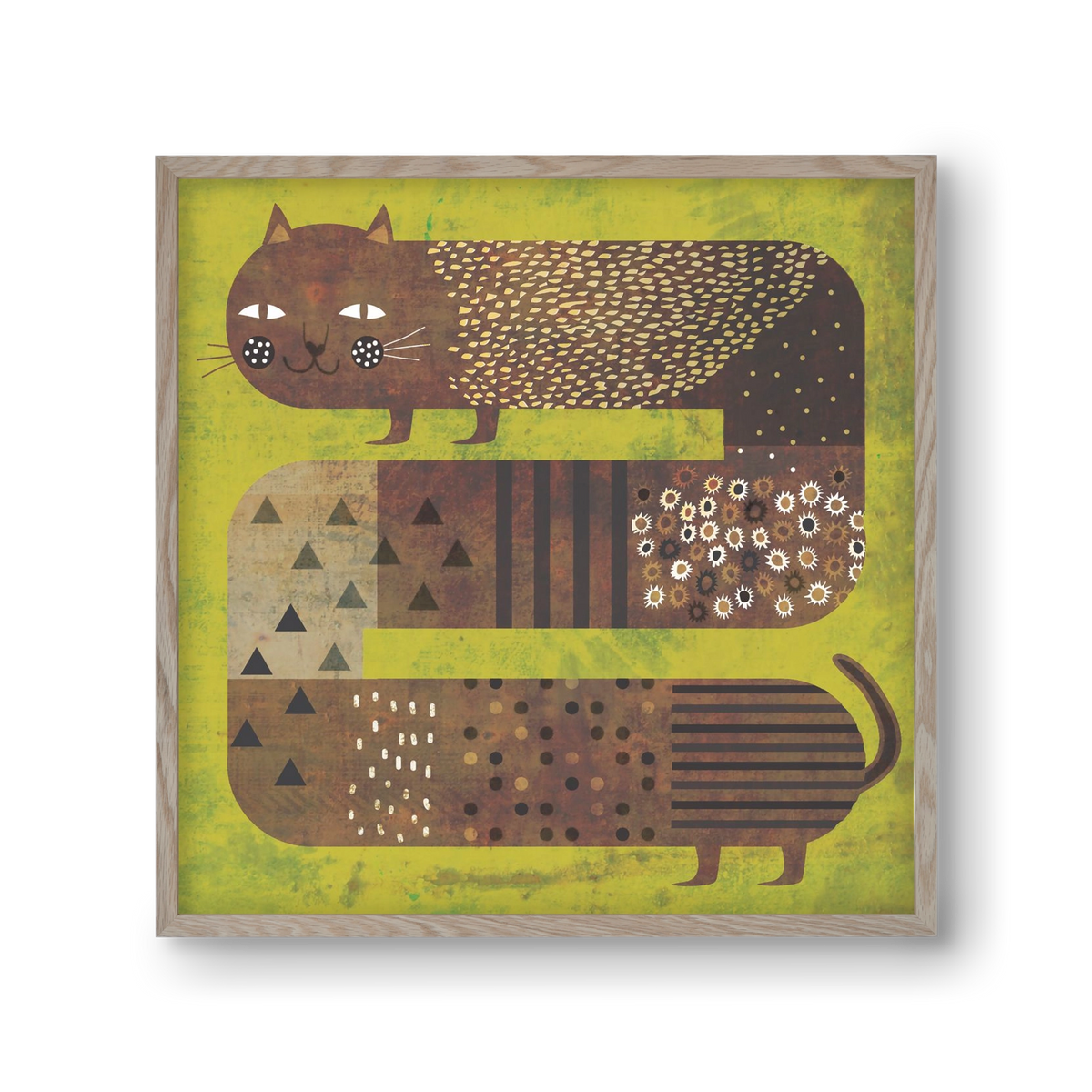 Macska és a fű, 30x30 cm (30x30 cm), Tölgy keret