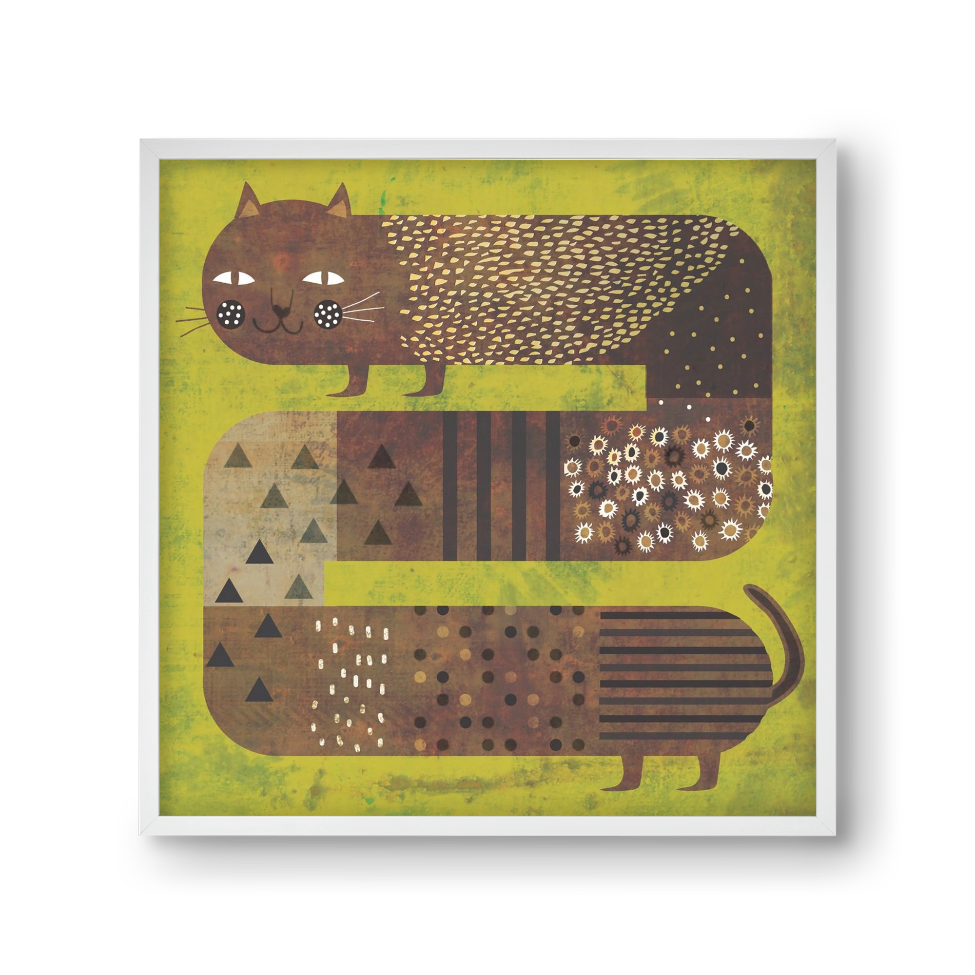 Macska és a fű, 30x30 cm (30x30 cm), Fehér keret