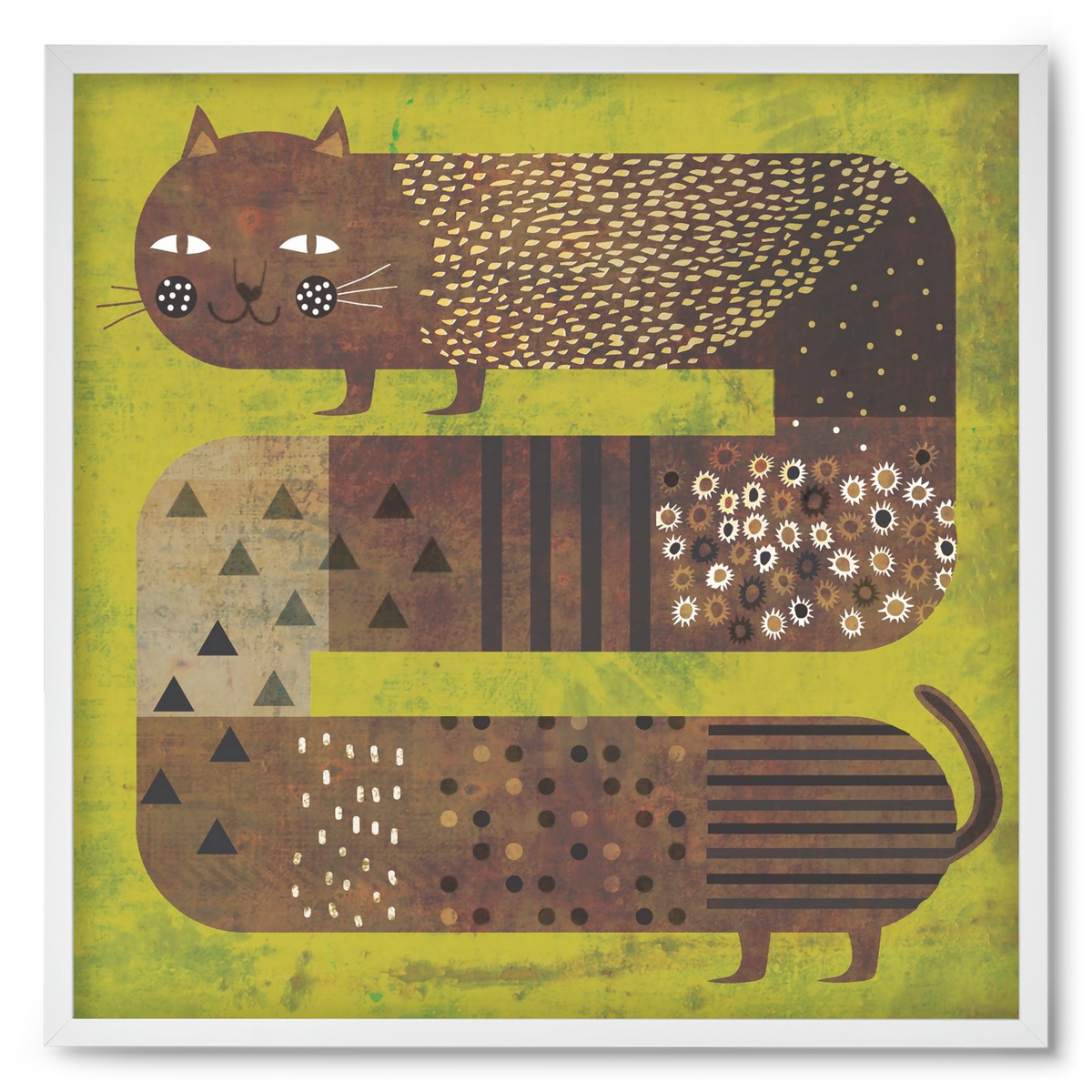 Macska és a fű, 50x50 cm (50x50 cm), Fehér keret