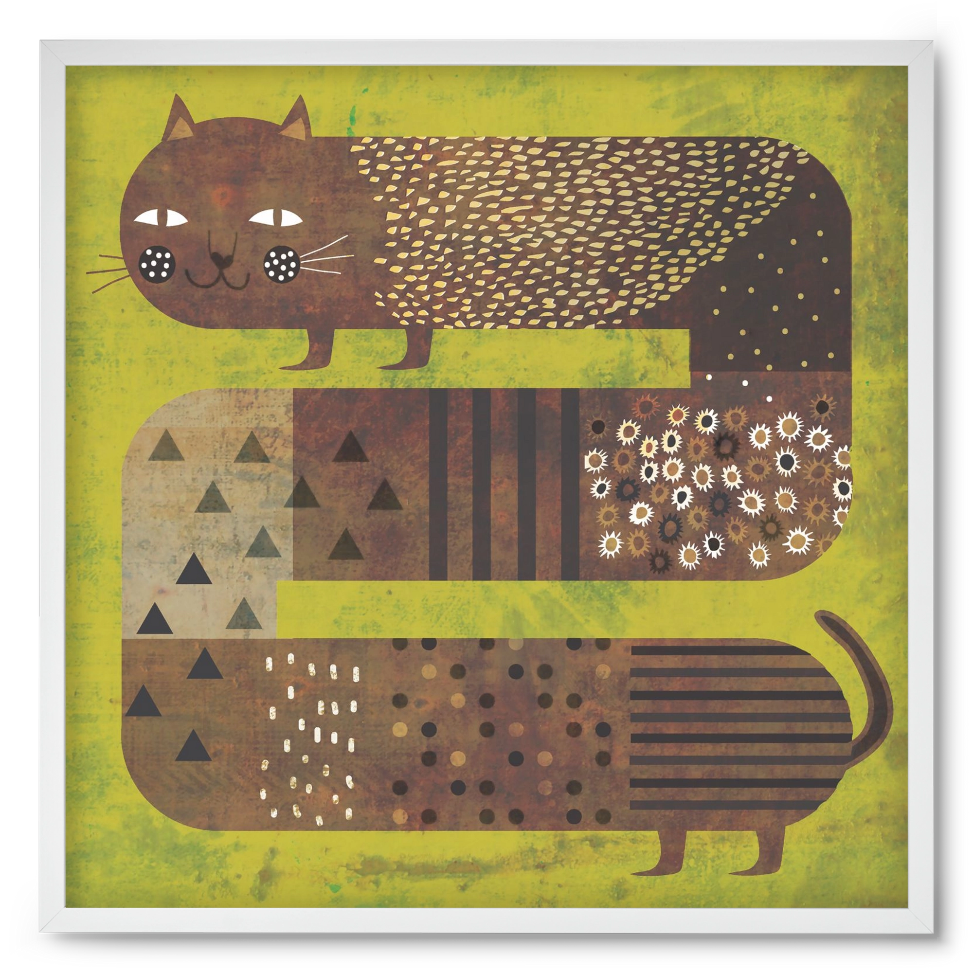 Macska és a fű, 50x50 cm (50x50 cm), Fehér keret