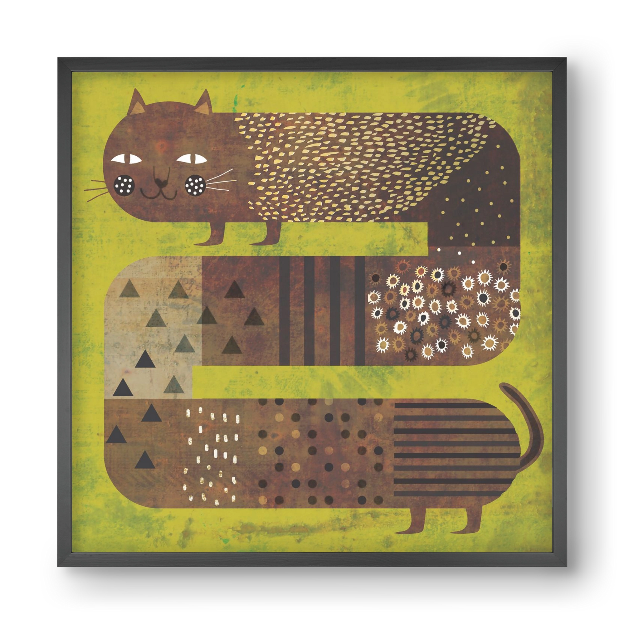 Macska és a fű, 40x40 cm (40x40 cm), Fekete keret