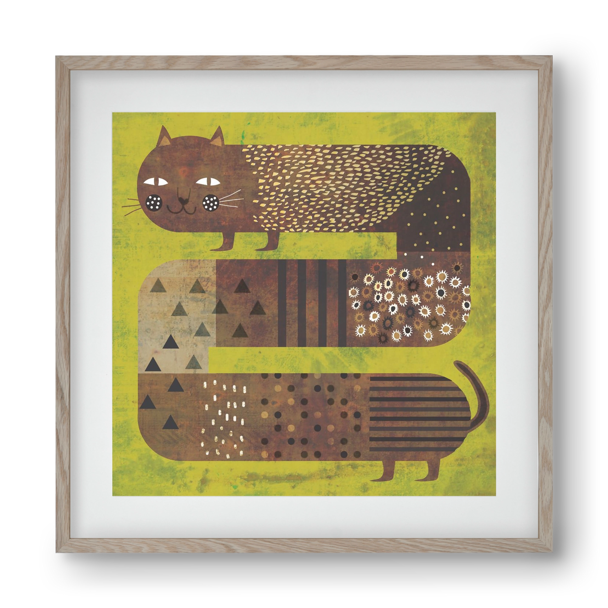 Macska és a fű, 40x40 cm (30x30 cm), Tölgy keret, paszpartuval