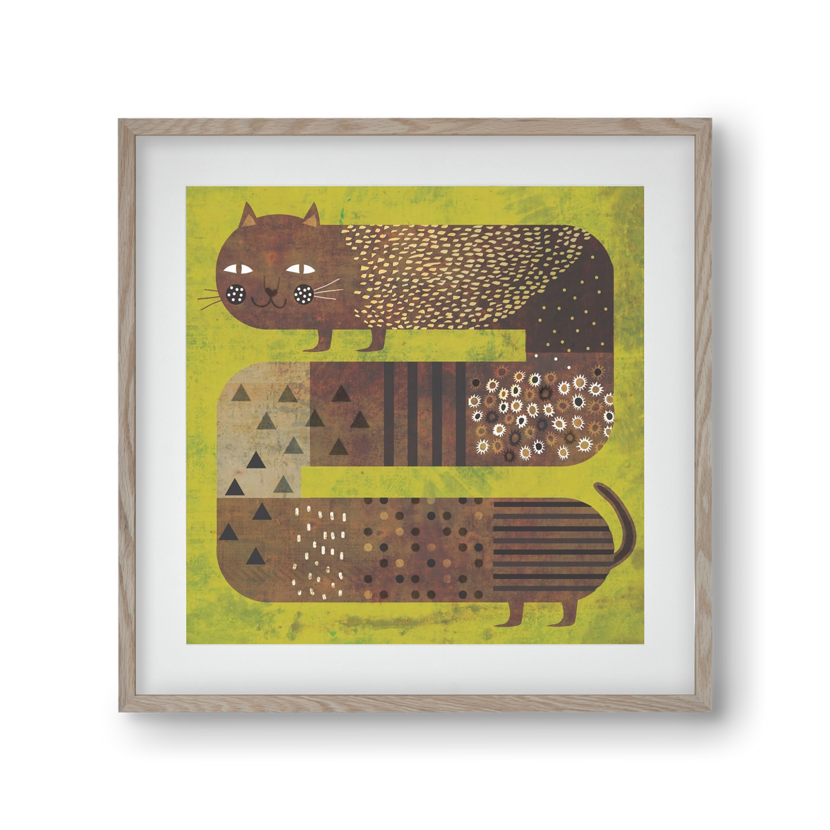 Macska és a fű, 30x30 cm (20x20 cm), Tölgy keret, paszpartuval