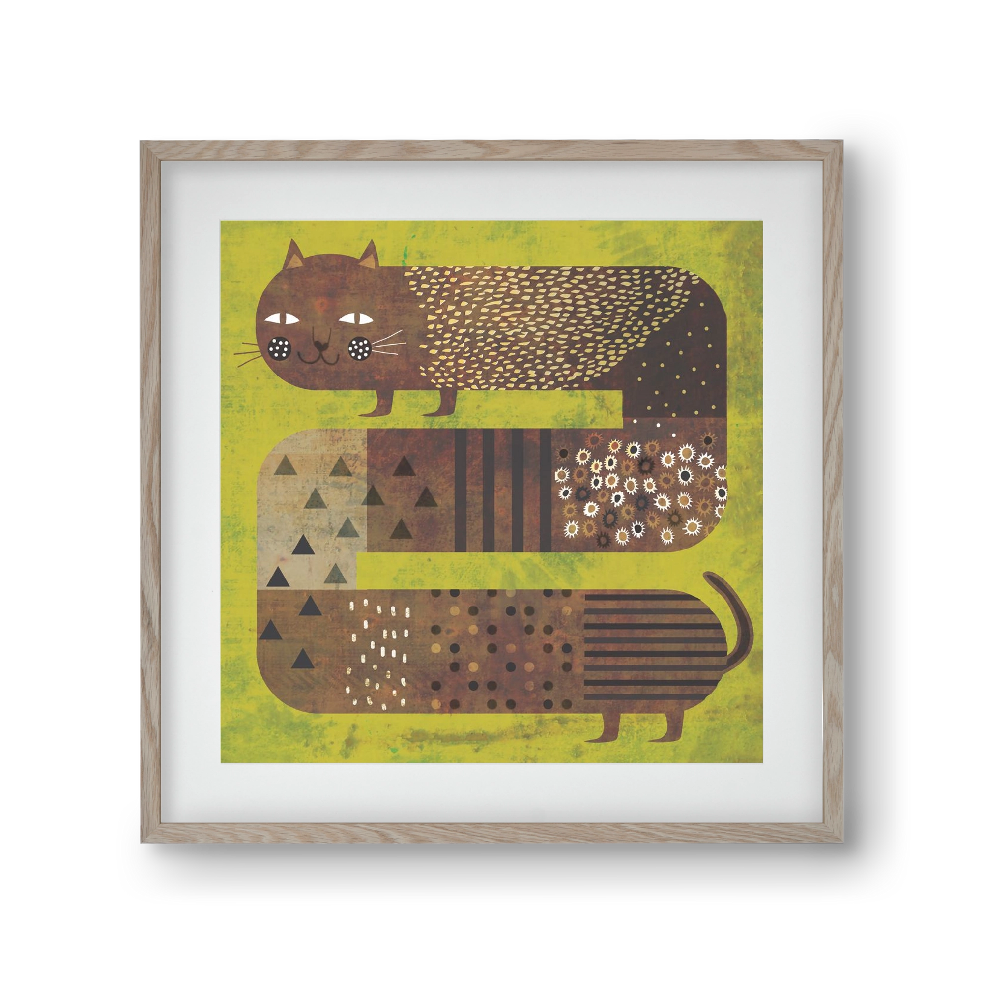 Macska és a fű, 30x30 cm (20x20 cm), Tölgy keret, paszpartuval