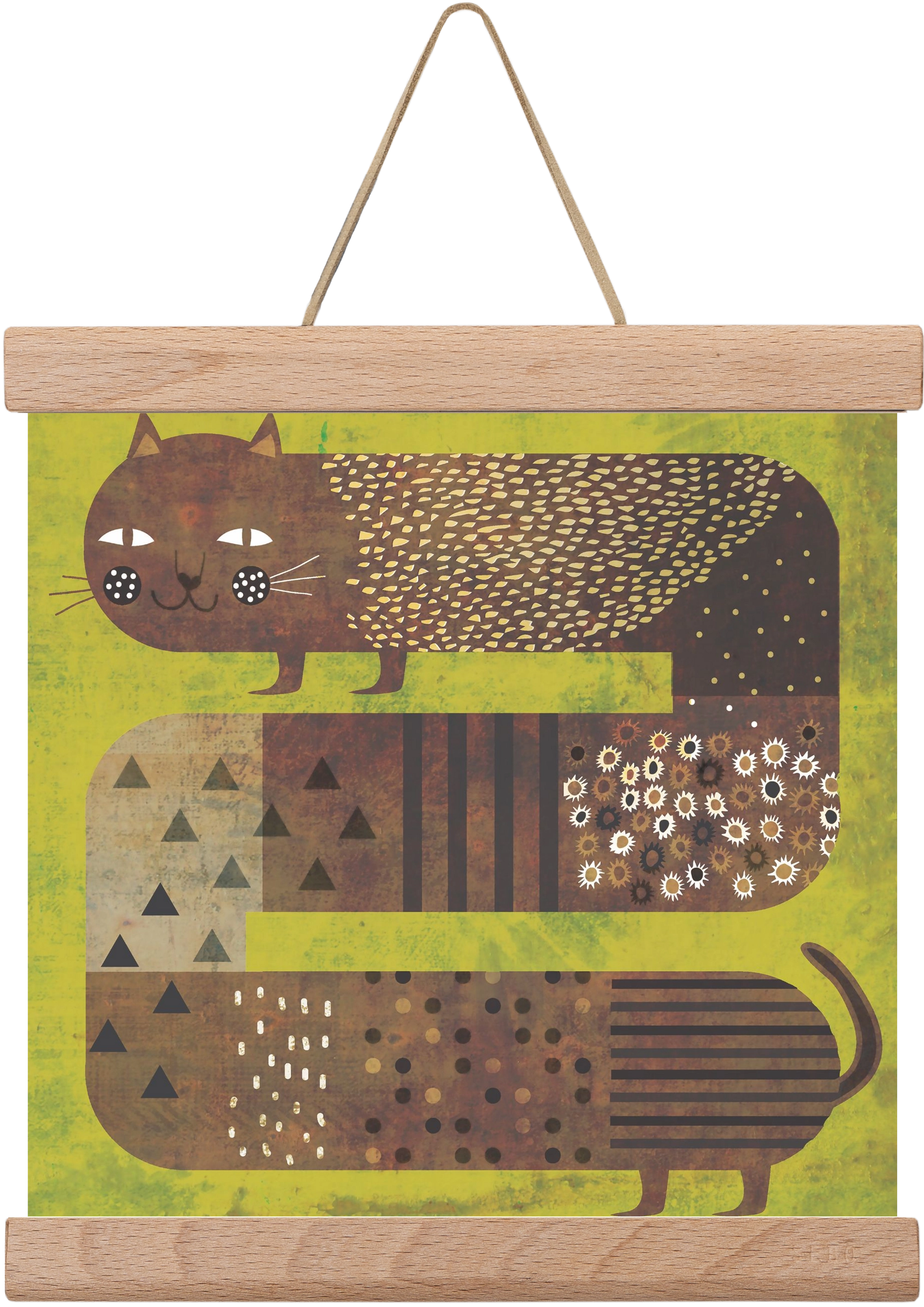 Macska és a fű, 20x20 cm (20x20 cm), Tölgy akasztó