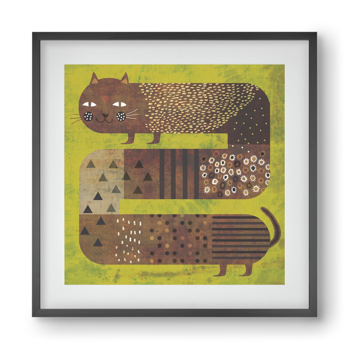 Macska és a fű, 40x40 cm (30x30 cm), Fekete keret, paszpartuval