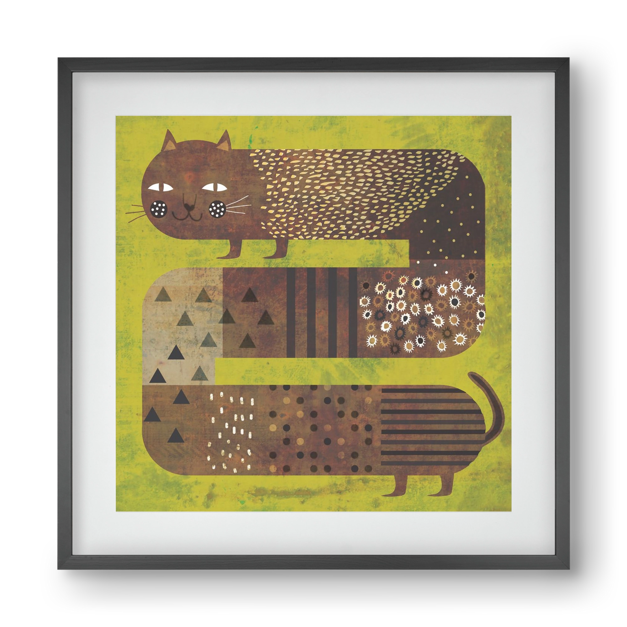 Macska és a fű, 40x40 cm (30x30 cm), Fekete keret, paszpartuval