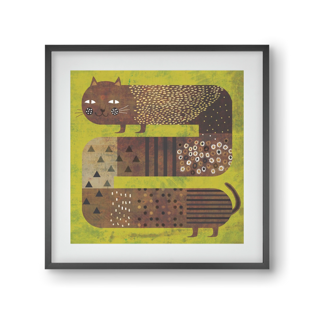 Macska és a fű, 30x30 cm (20x20 cm), Fekete keret, paszpartuval