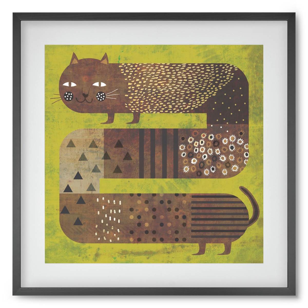 Macska és a fű, 50x50 cm (40x40 cm), Fekete keret, paszpartuval