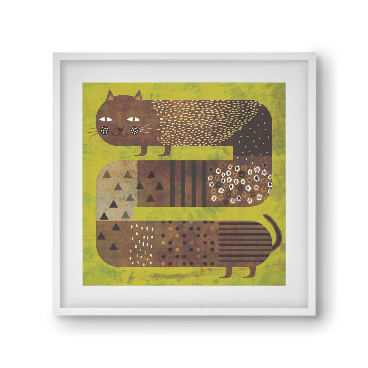 Macska és a fű, 30x30 cm (20x20 cm), Fehér keret, paszpartuval