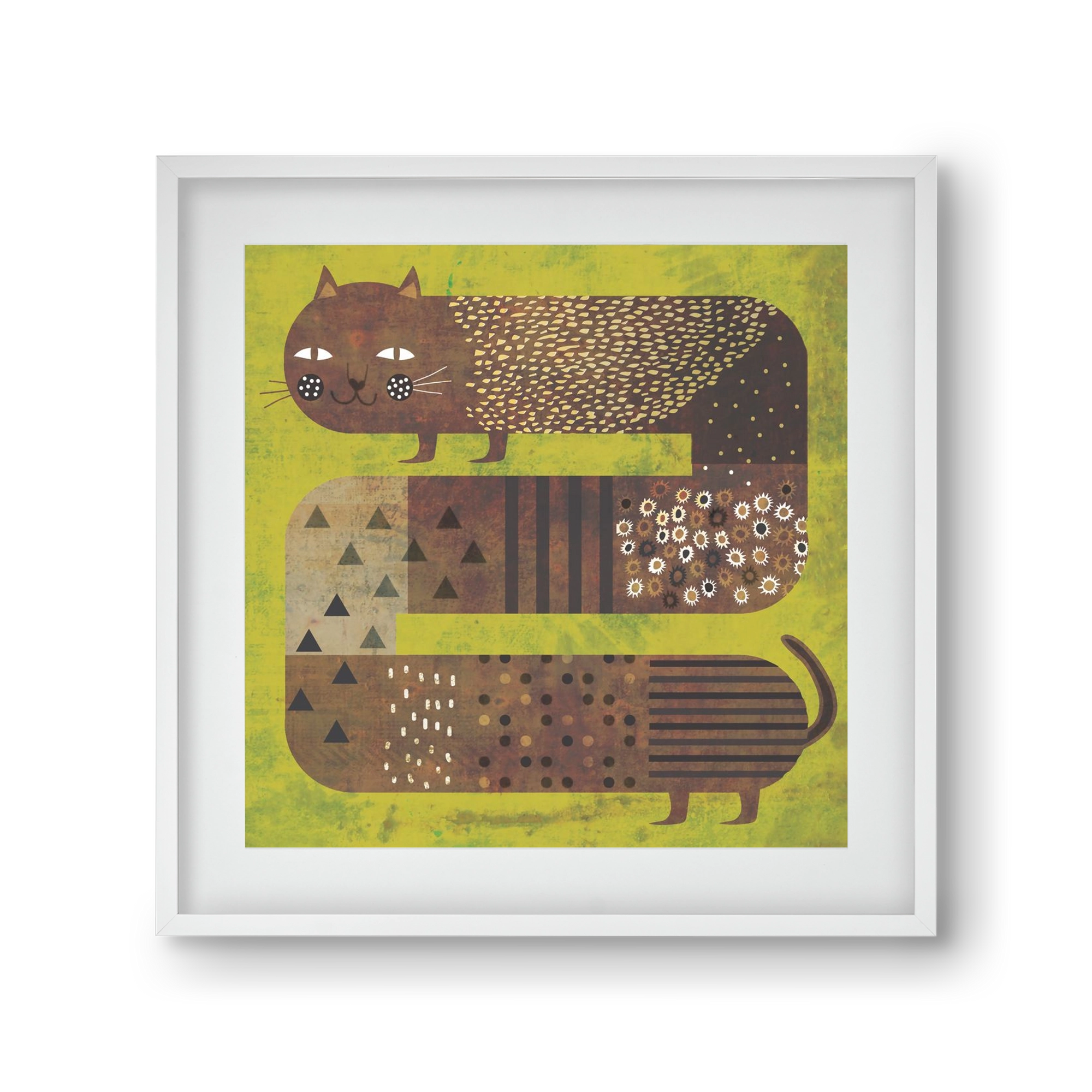 Macska és a fű, 30x30 cm (20x20 cm), Fehér keret, paszpartuval