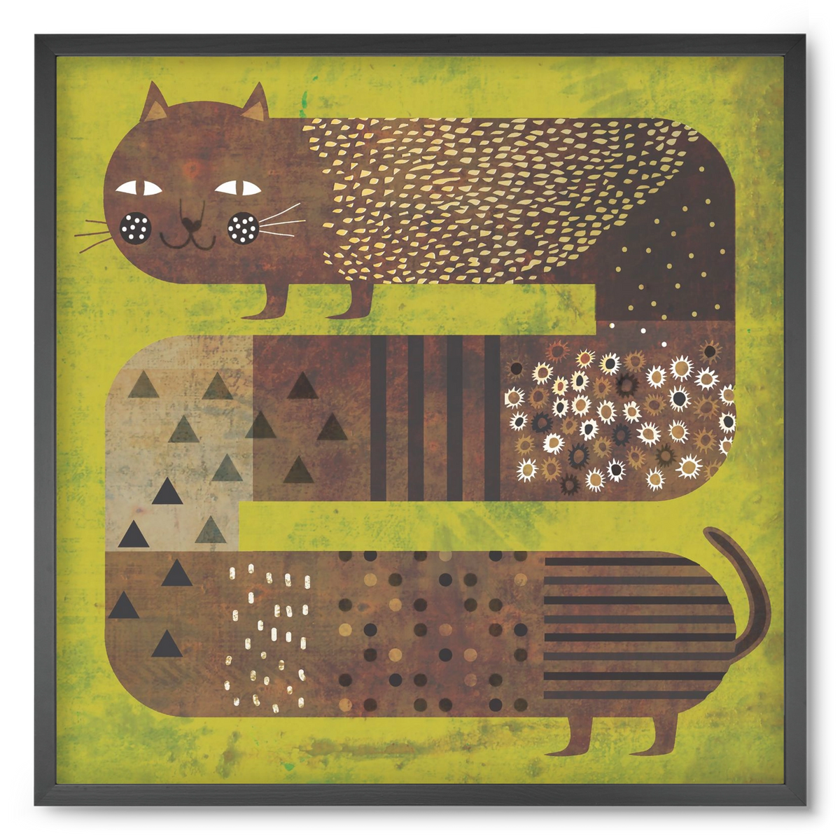 Macska és a fű, 50x50 cm (50x50 cm), Fekete keret