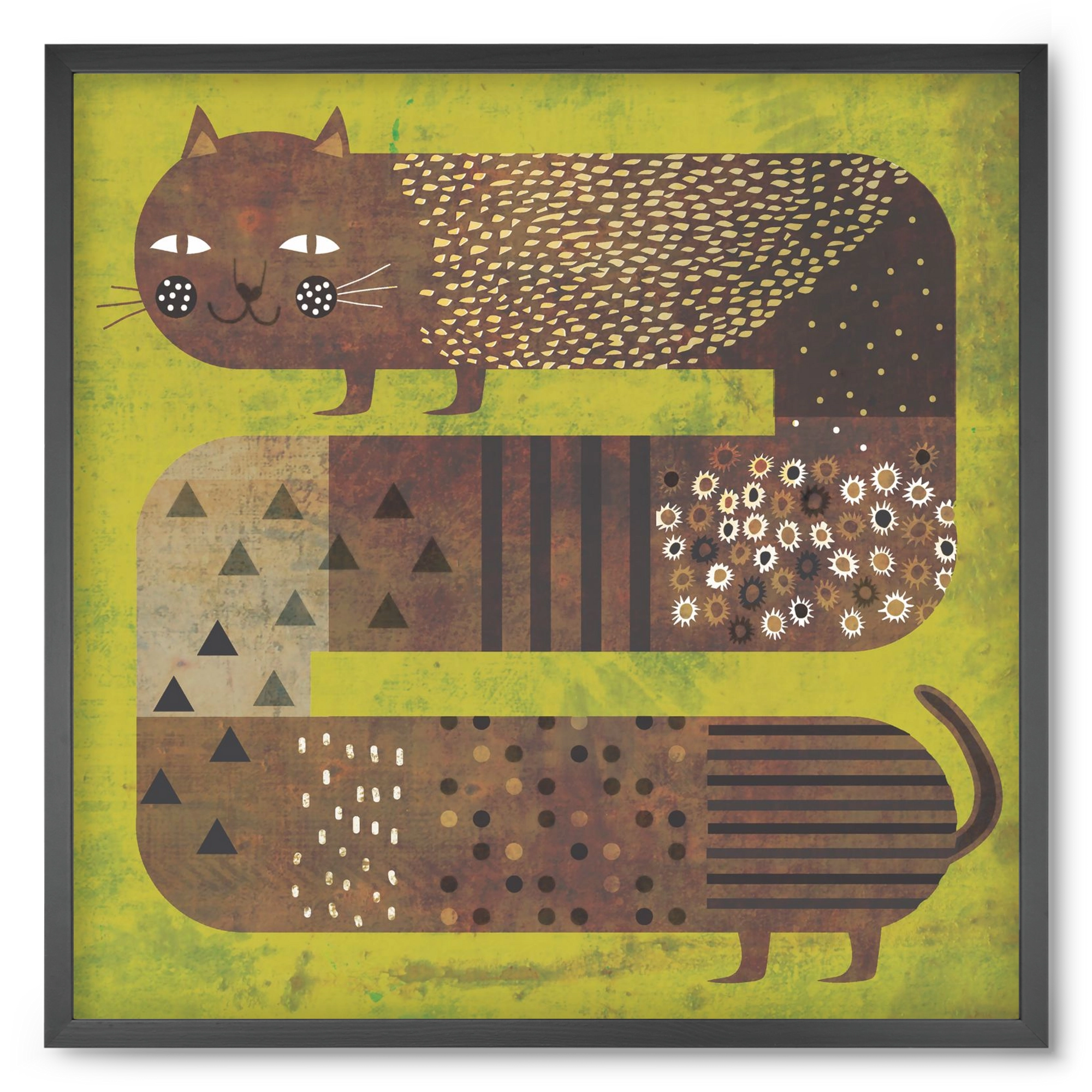 Macska és a fű, 50x50 cm (50x50 cm), Fekete keret