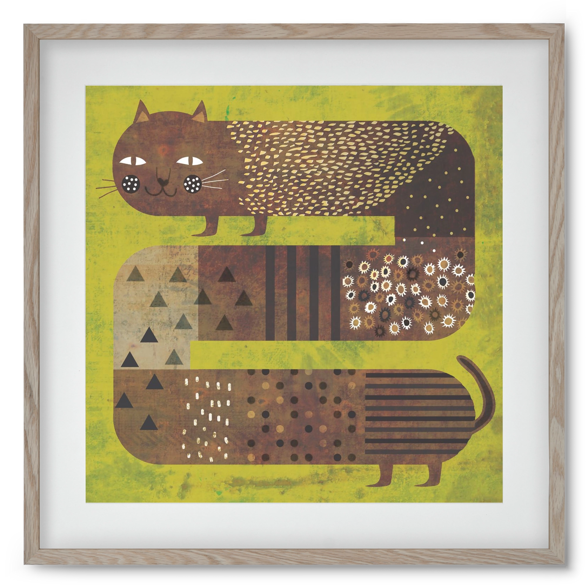 Macska és a fű, 50x50 cm (40x40 cm), Tölgy keret, paszpartuval