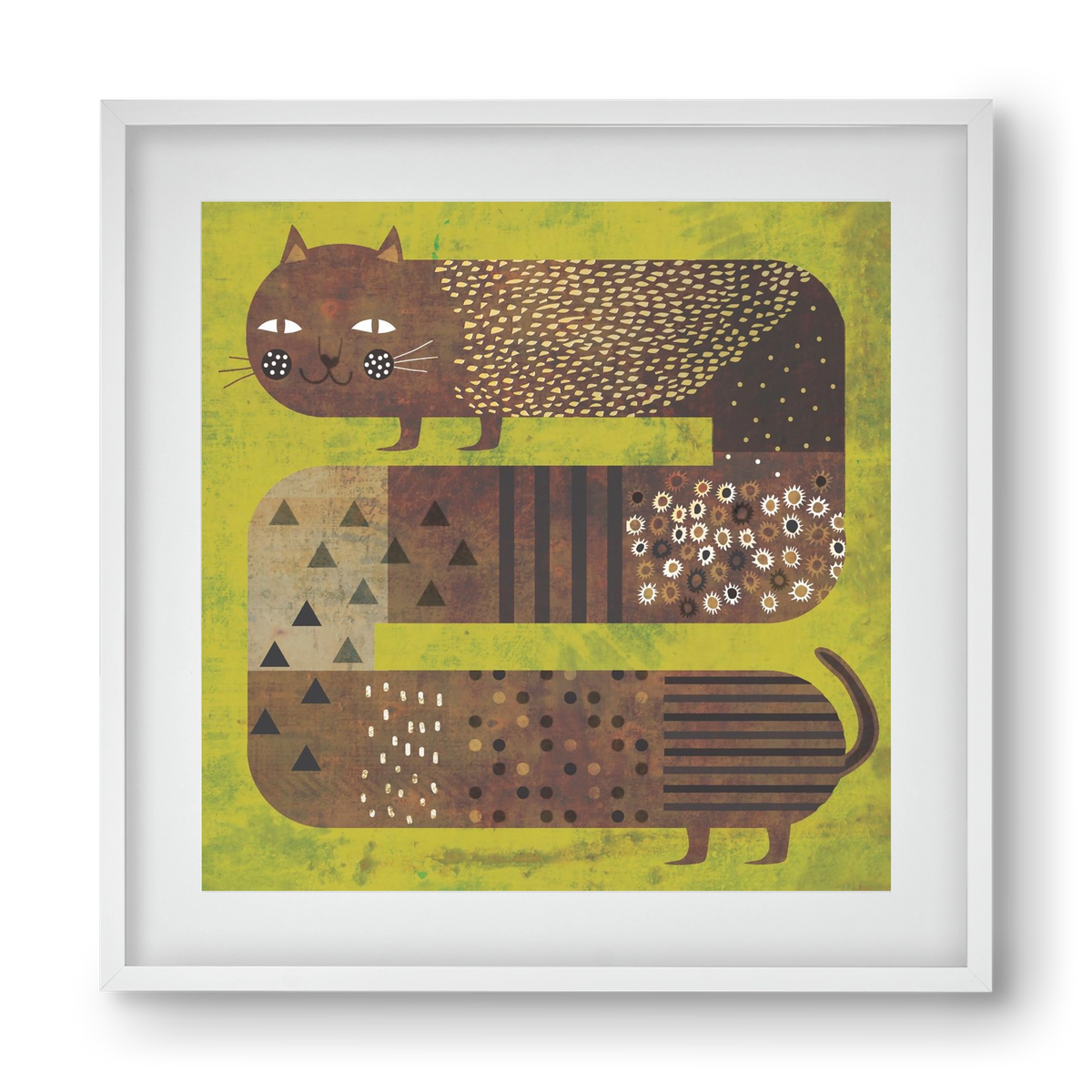 Macska és a fű, 40x40 cm (30x30 cm), Fehér keret, paszpartuval