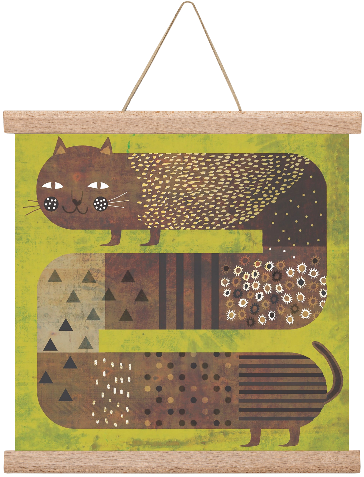 Macska és a fű, 30x30 cm (30x30 cm), Tölgy akasztó